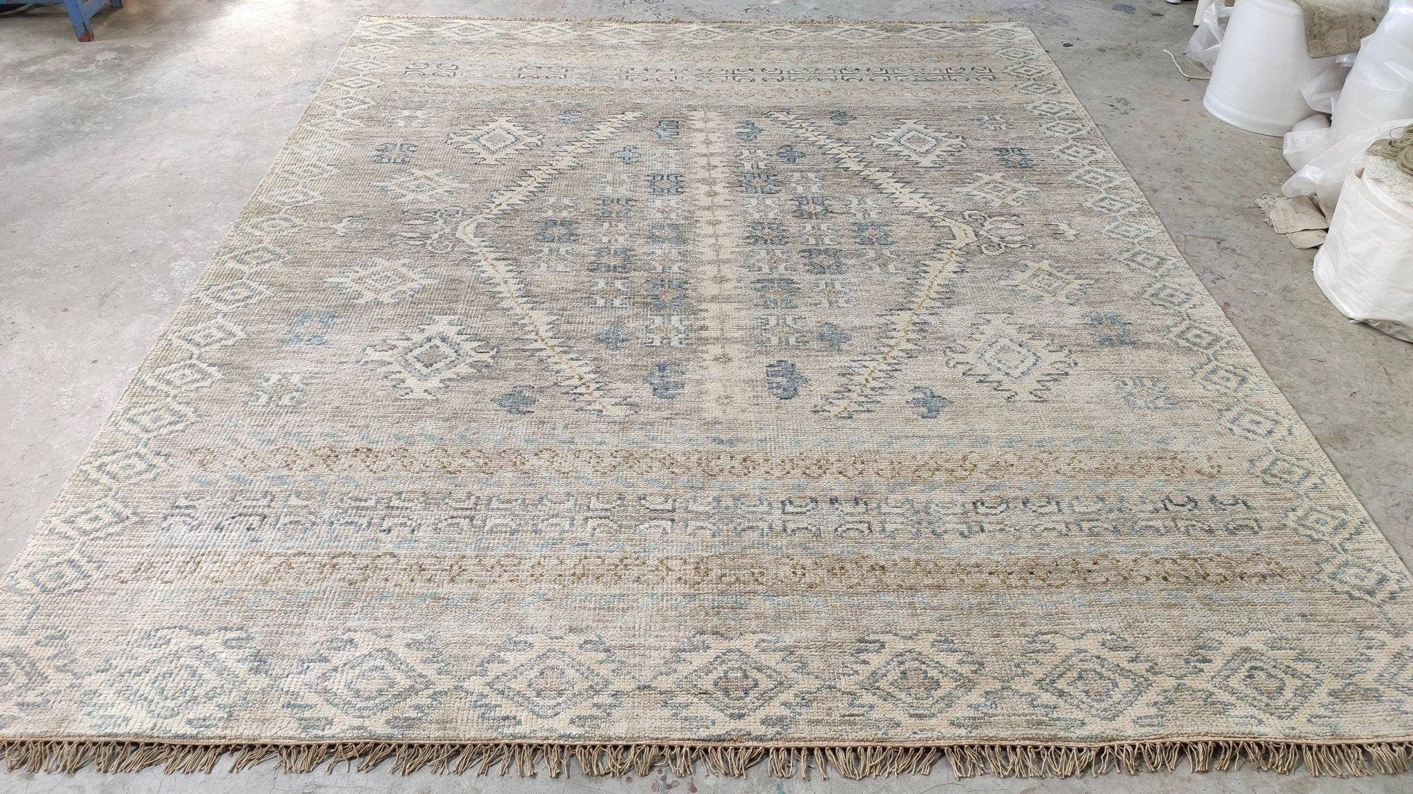 Sadie 8x10 Grey and Silver Hand-Knotted Oushak Rug | Banana Manor Rug Company