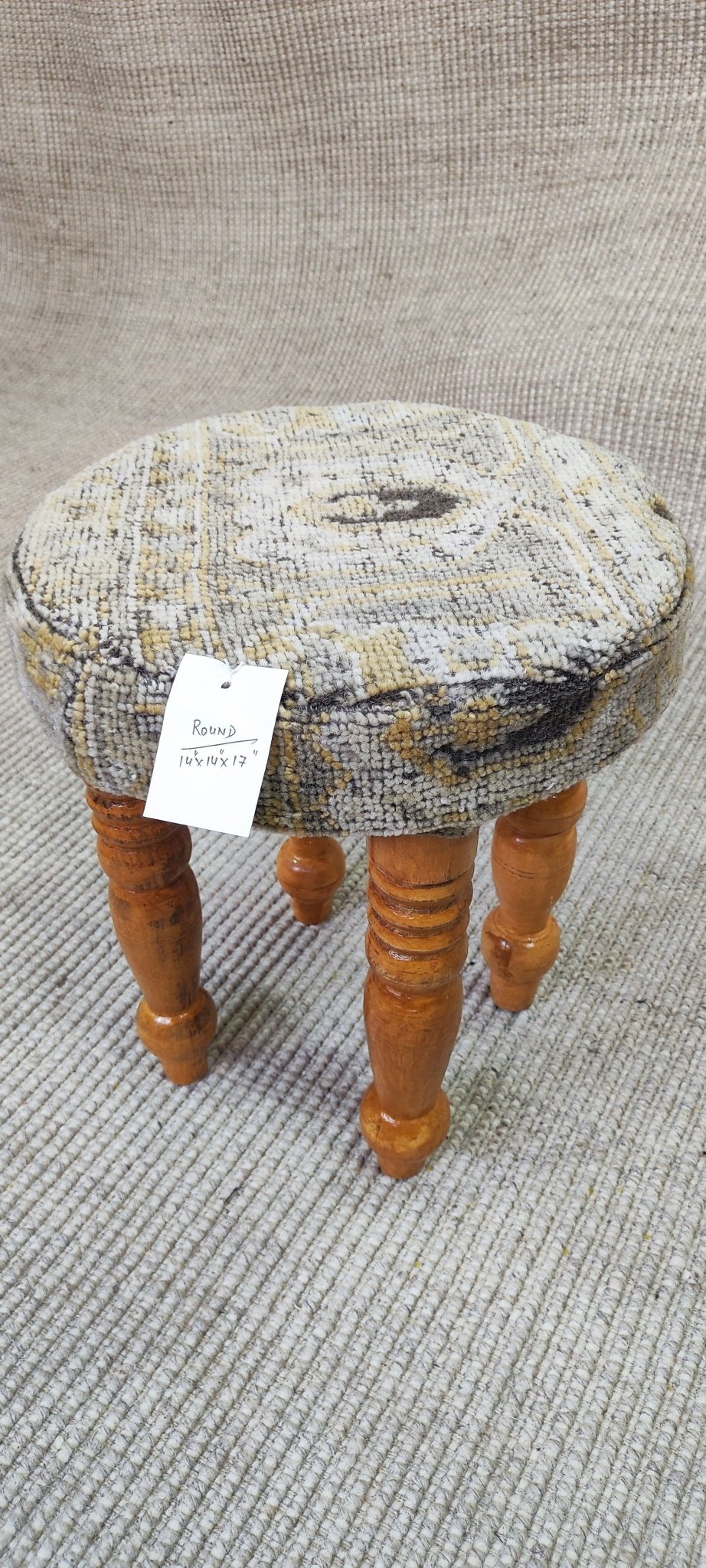 Sally Forrest 14x14x7 Wooden Upholstered Stool | Banana Manor Rug Factory Outlet