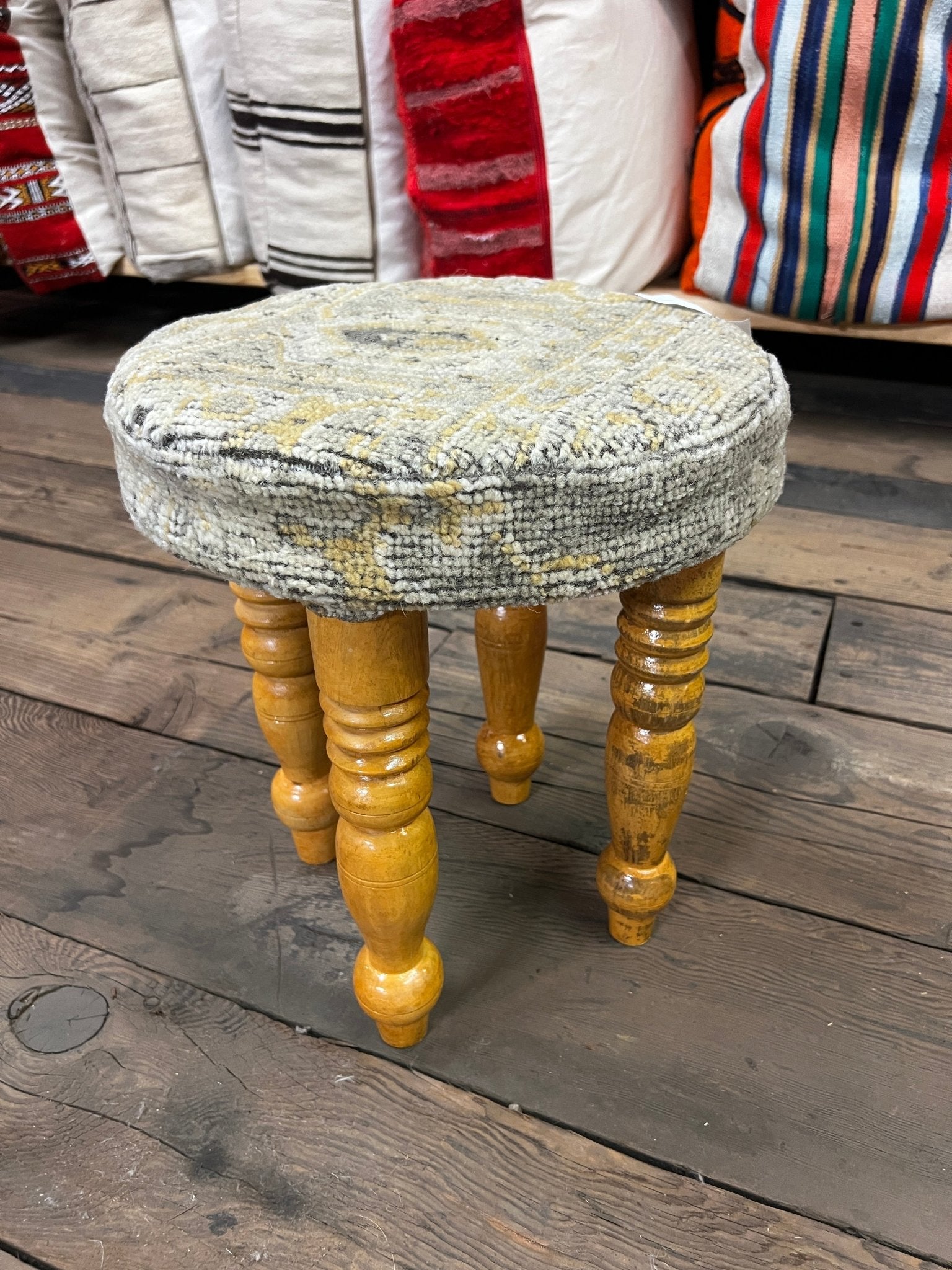 Sally Forrest 14x14x7 Wooden Upholstered Stool | Banana Manor Rug Factory Outlet
