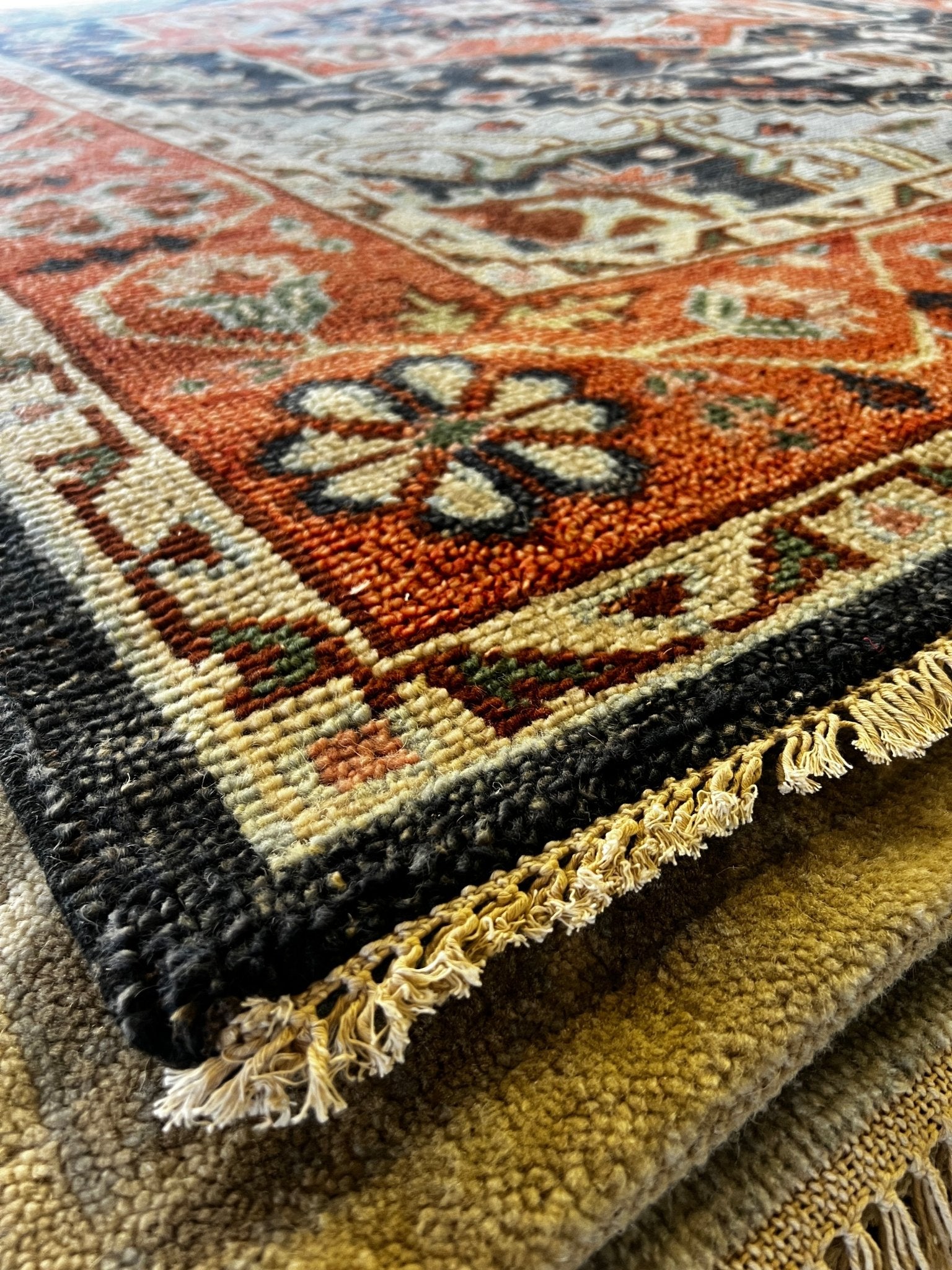 Sally Rand 8x10 Hand-Knotted Blue & Rust Heriz | Banana Manor Rug Factory Outlet