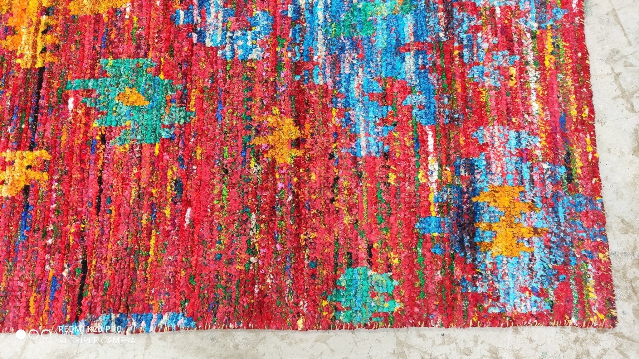 Salma 4x6 Red and Yellow Hand-Knotted Ikat Rug | Banana Manor Rug Company