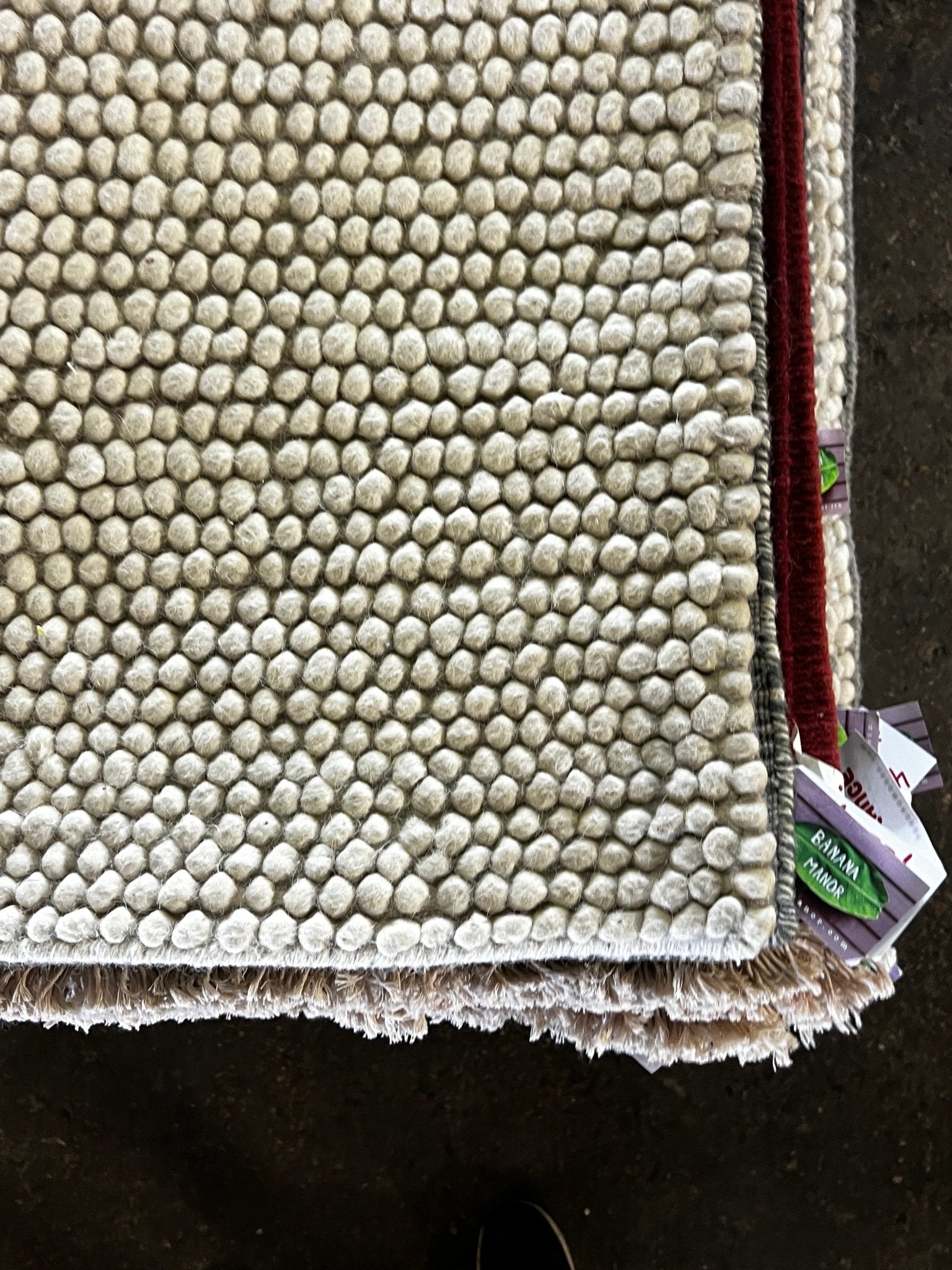 Samuel Foote Handwoven Wool Durrie Ivory Loop Ball (various sizes) | Banana Manor Rug Factory Outlet