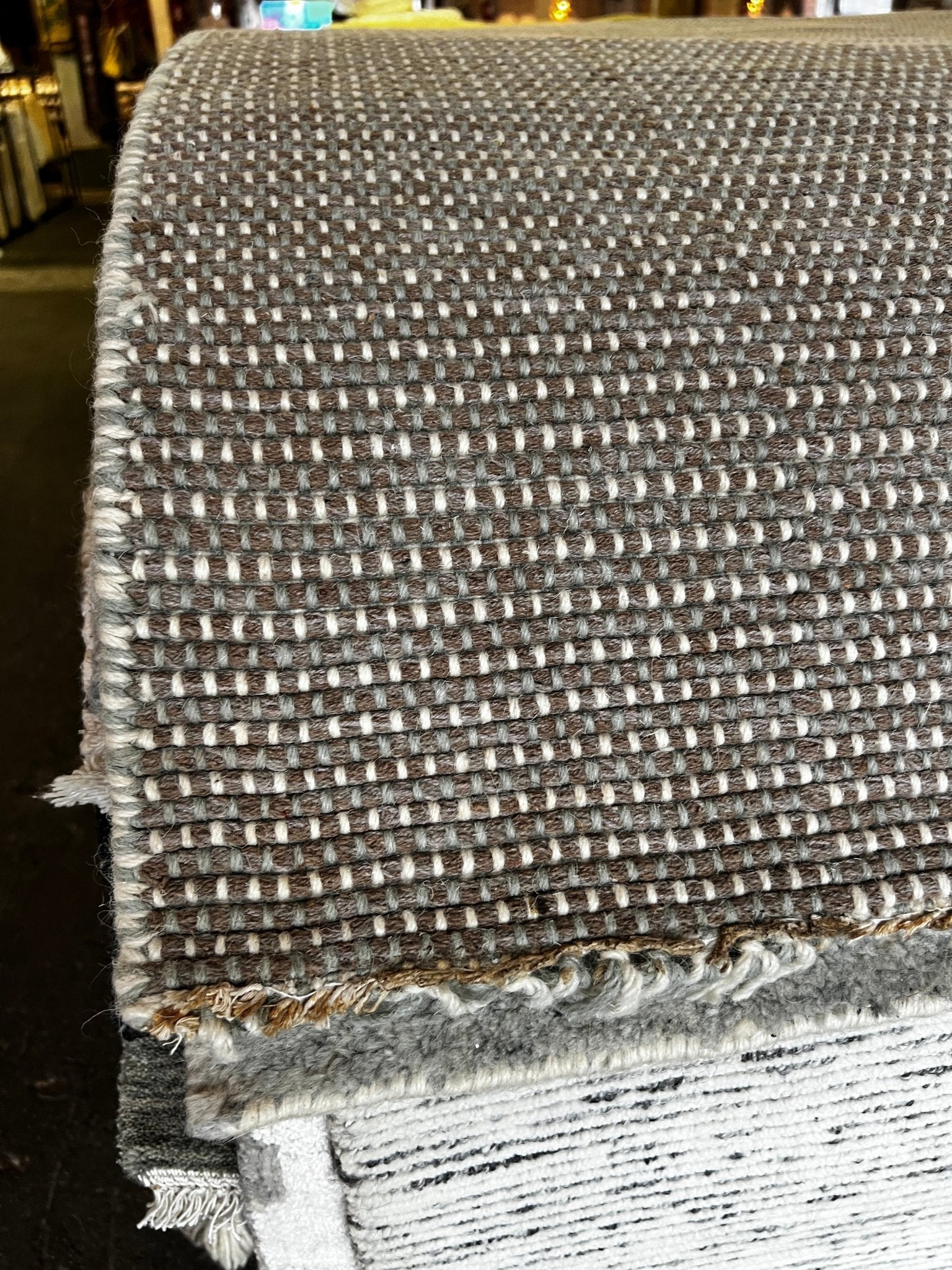 Sandi Frank 7.9x10 Handwoven Textured Wool Durrie | Banana Manor Rug Factory Outlet