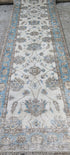 Sandy West 2.9x9.9 Hand-Knotted Aqua & Silver Oushak | Banana Manor Rug Factory Outlet