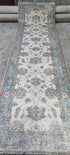 Sandy West 2.9x9.9 Hand-Knotted Aqua & Silver Oushak | Banana Manor Rug Factory Outlet