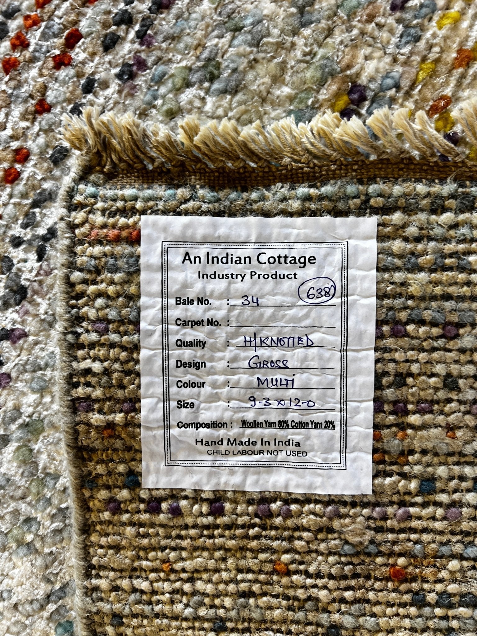 Sarah 9.3x12 Hand-Knotted Grass Style Multi-Color Silver Grey | Banana Manor Rug Factory Outlet
