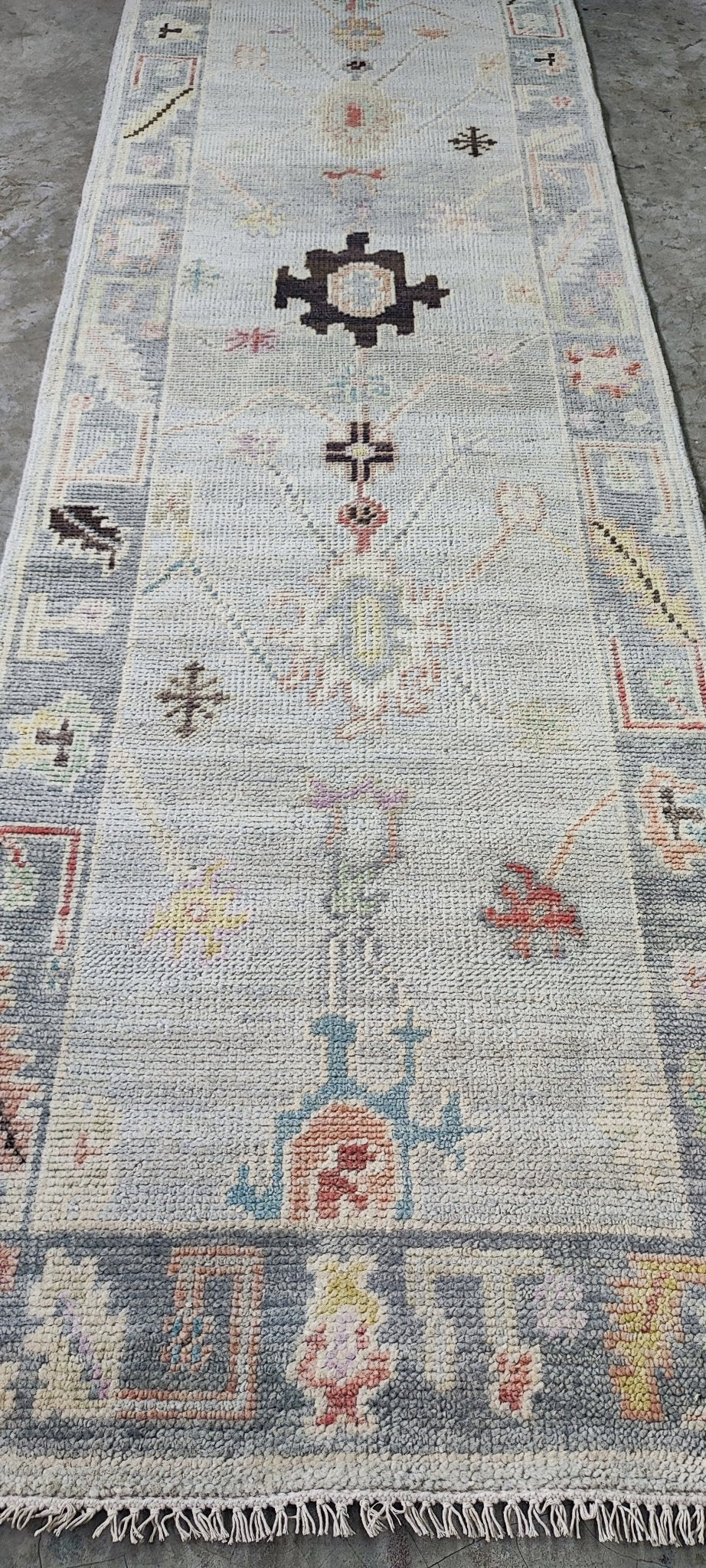 Sarah Chang 3x15 Hand Knotted Grey Turkish Oushak | Banana Manor Rug Factory Outlet