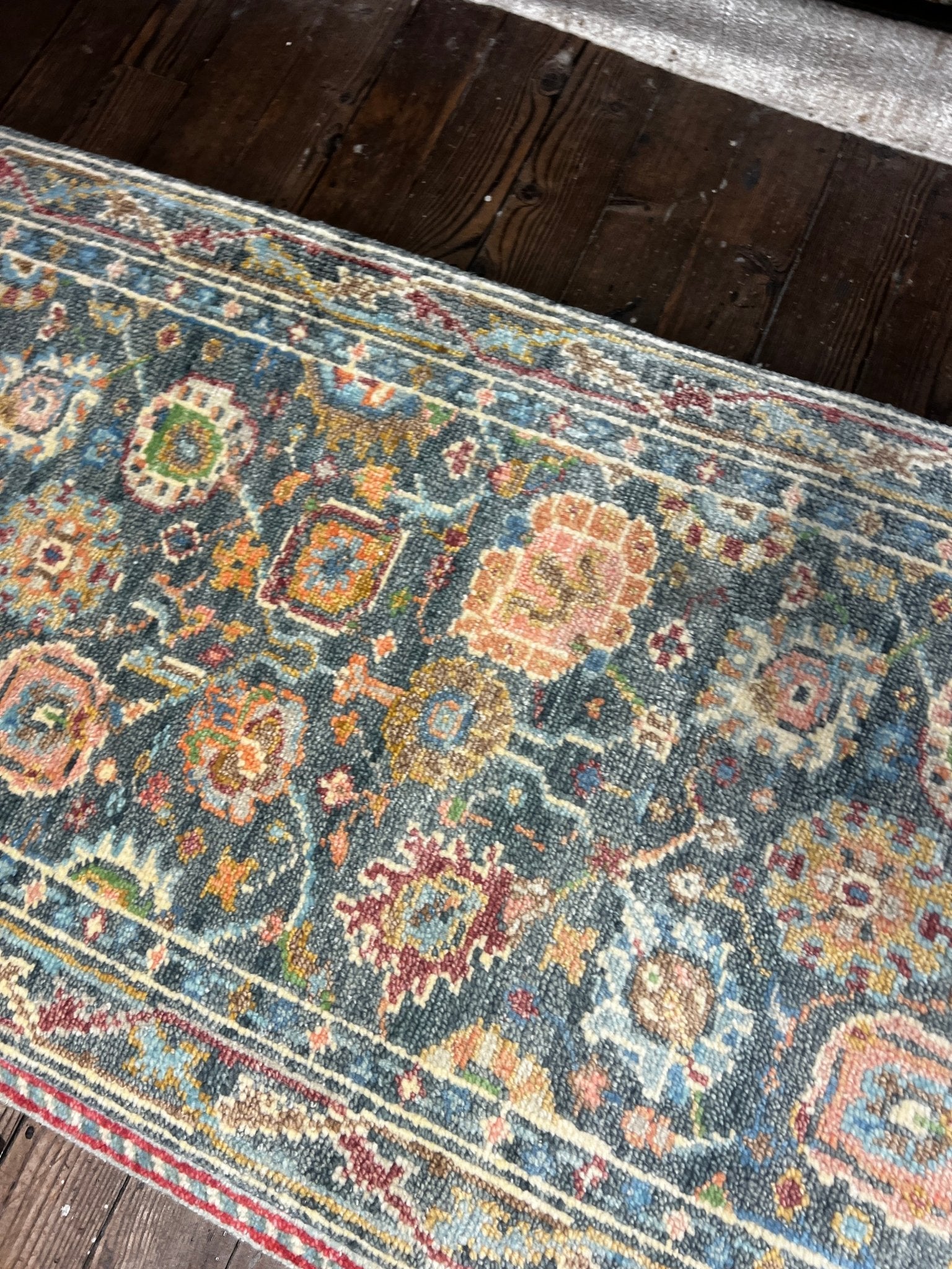 Scarlett Johansson 2.6x9.9 Dark Grey Hand-Knotted Oushak Runner | Banana Manor Rug Factory Outlet