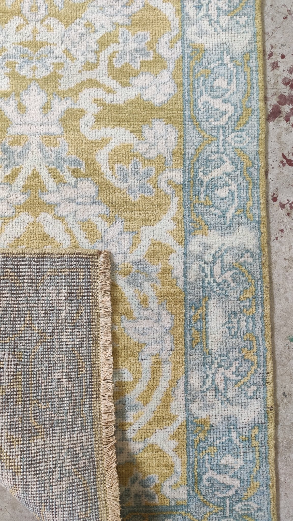 Schuyler 2.6x8 Hand-Knotted Gold and Blue Oushak Runner | Banana Manor Rug Company