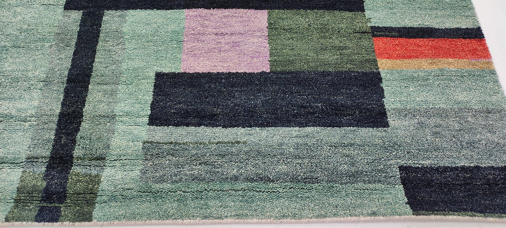 Seargent Powell 8x10 Hand-Knotted Green & Grey Geometrical | Banana Manor Rug Factory Outlet