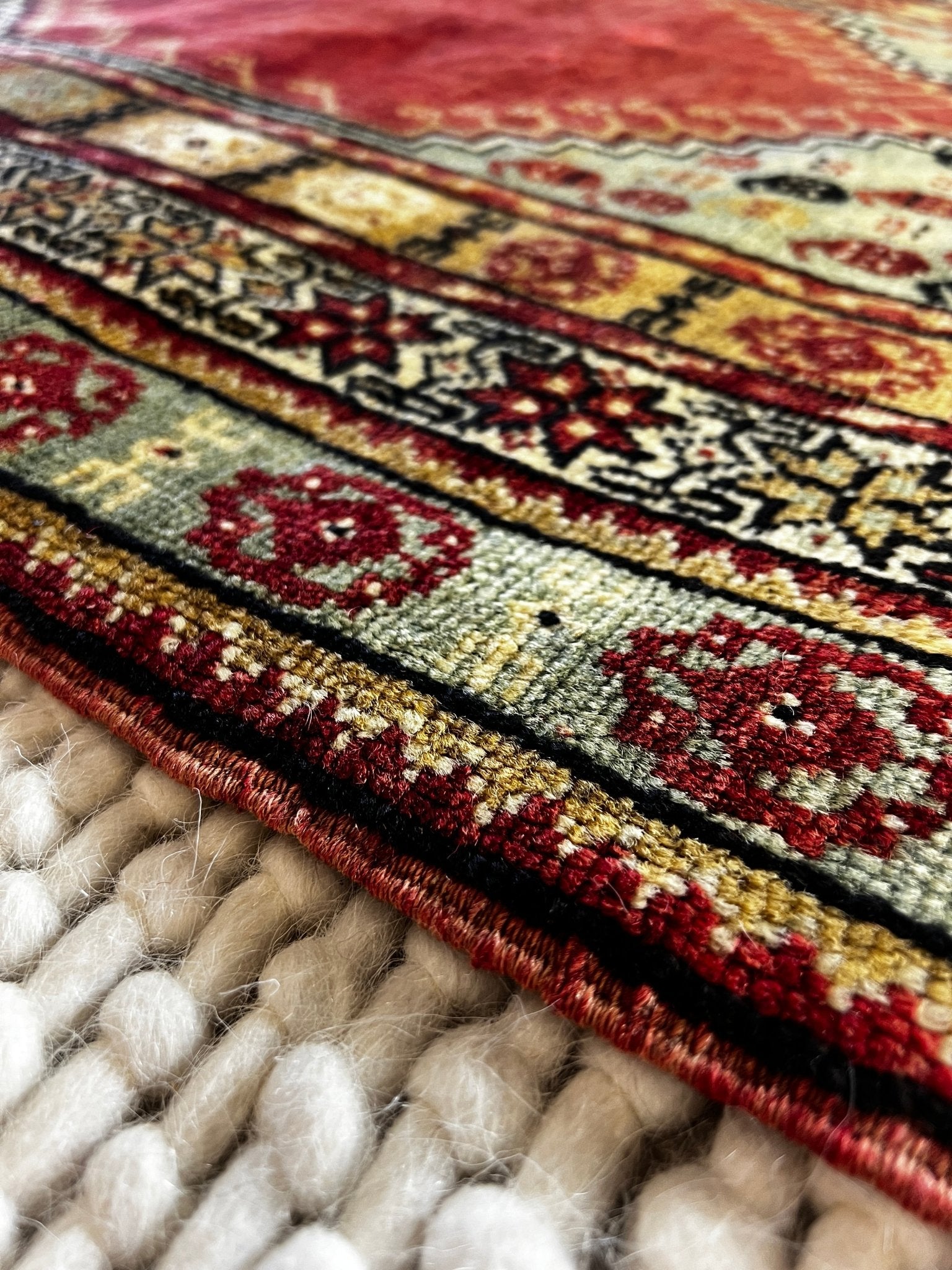 Sedef 3.5x5.5 Turkish Vintage Red and Green Rug | Banana Manor Rug Factory Outlet