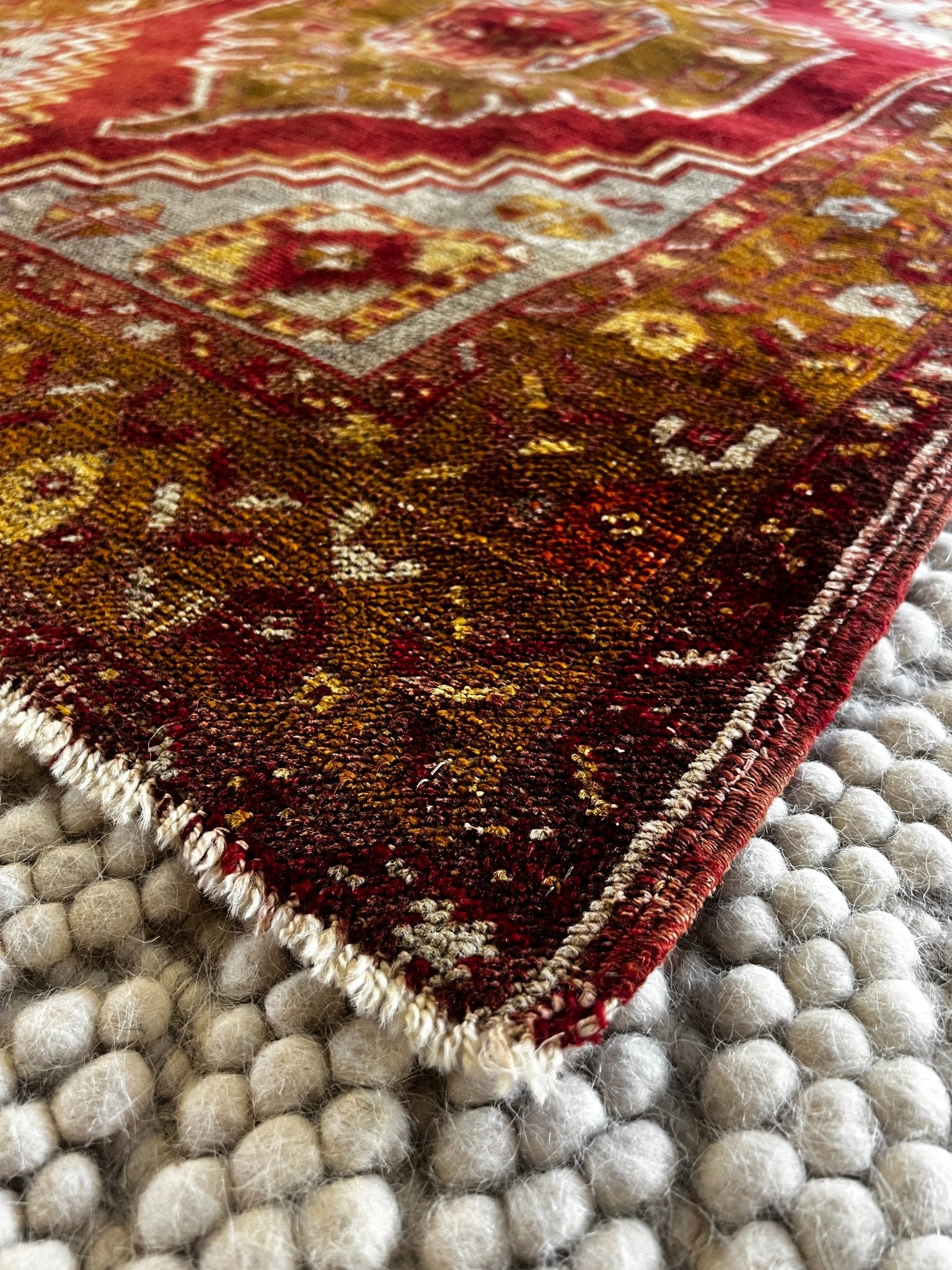 Selen 3.8x5.6 Turkish Vintage Oushak Red and Grey Rug | Banana Manor Rug Factory Outlet