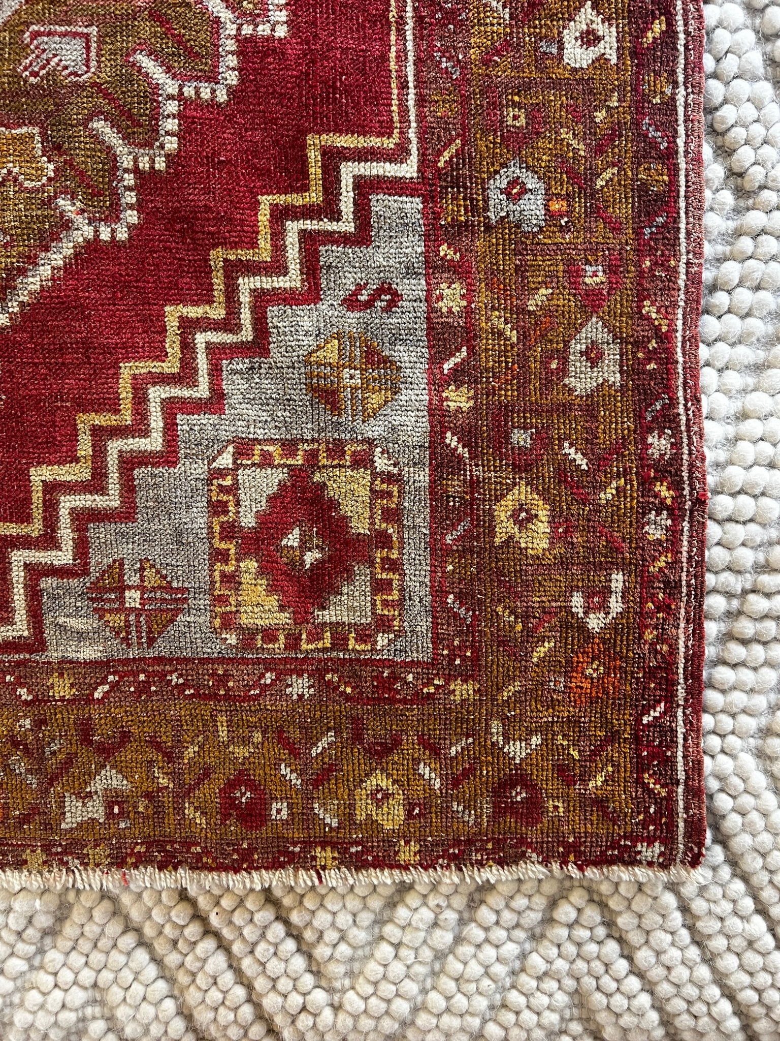 Selen 3.8x5.6 Turkish Vintage Oushak Red and Grey Rug | Banana Manor Rug Factory Outlet