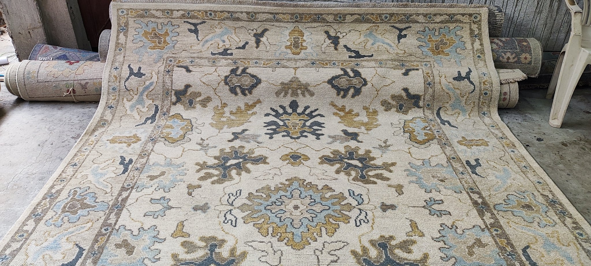 Serena 7.9x10 Hand-Knotted Tan & Grey Oushak | Banana Manor Rug Factory Outlet