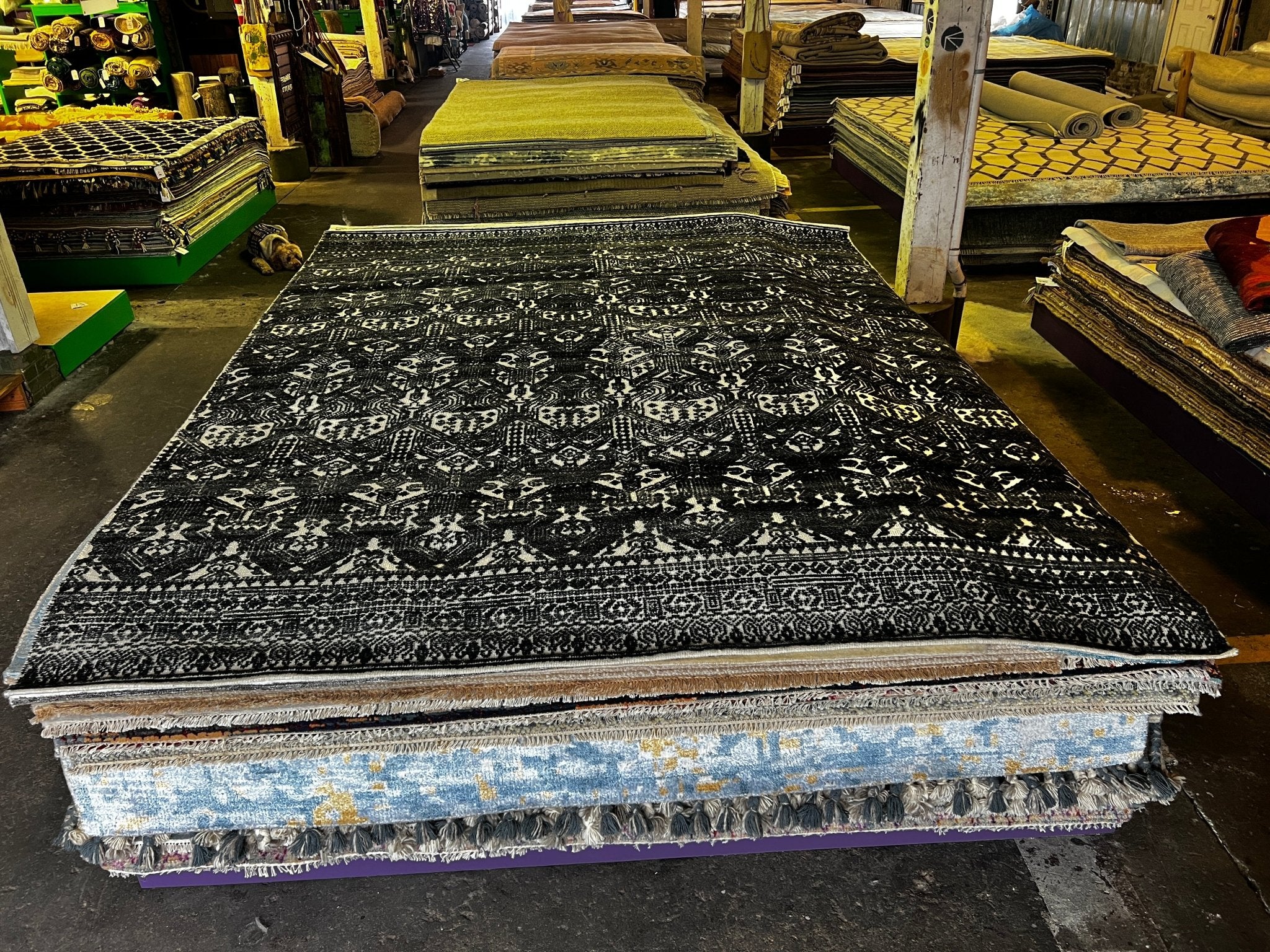 Seymore Butts 8x10 Hand-Knotted Dark Grey & Ivory High Low | Banana Manor Rug Factory Outlet