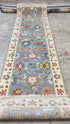 Sheena 2.6x10 Light Blue and Ivory Hand-Knotted Runner | Banana Manor Rug Company