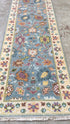 Sheena 2.6x10 Light Blue and Ivory Hand-Knotted Runner | Banana Manor Rug Company