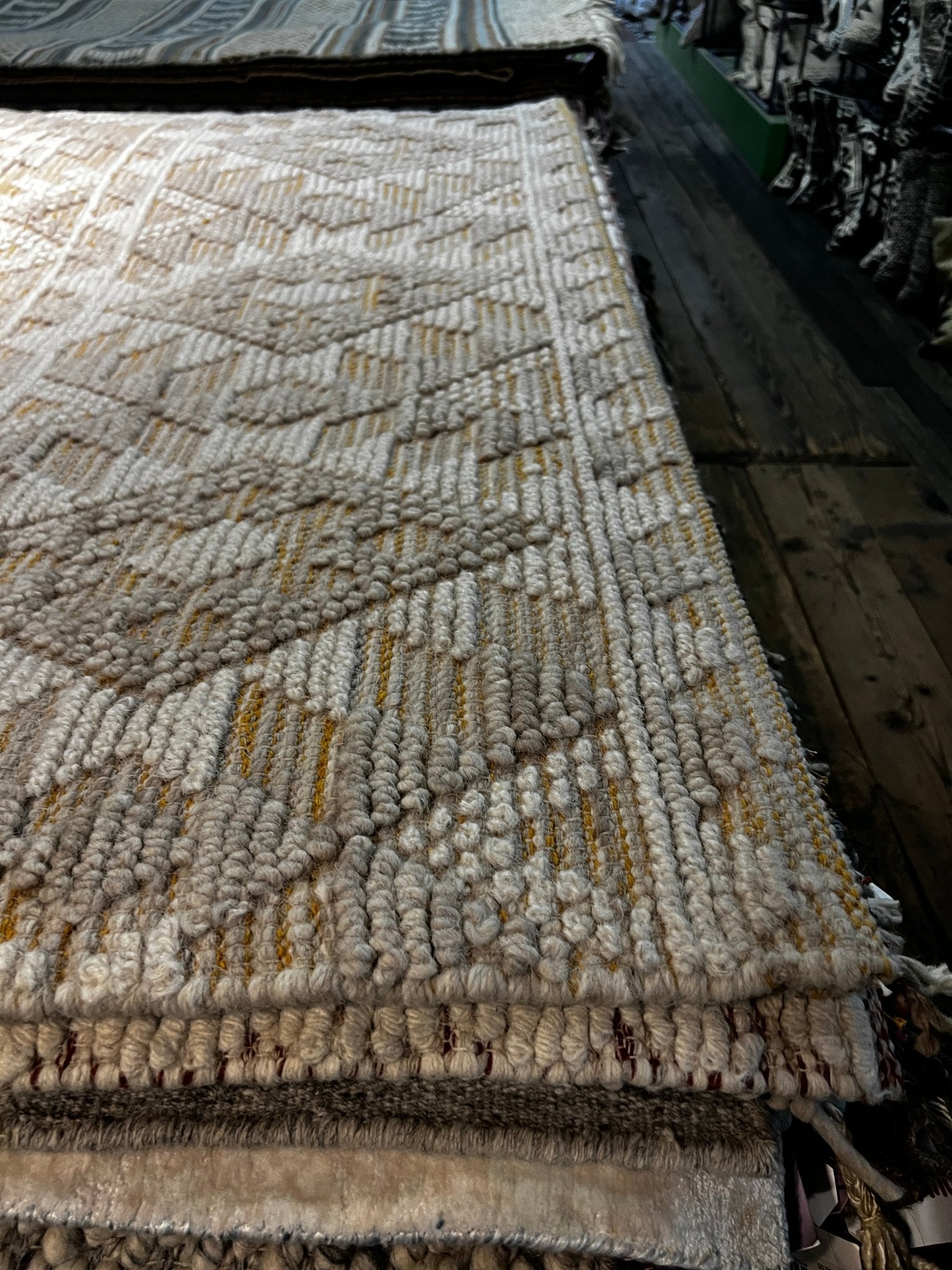 Sidney's Saloon 5.3x8.3 Handwoven Ivory & Grey Loop | Banana Manor Rug Factory Outlet