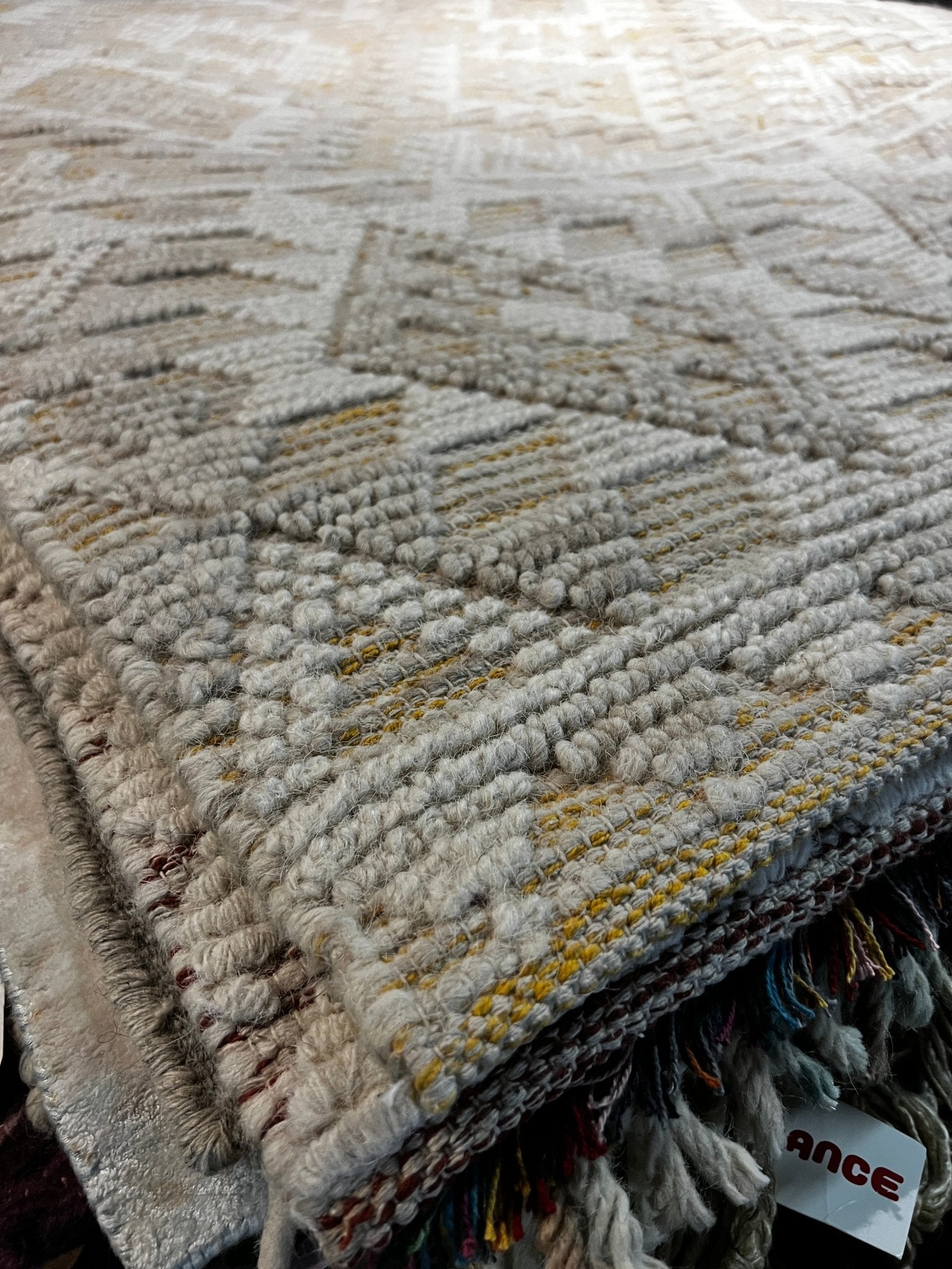 Sidney's Saloon 5.3x8.3 Handwoven Ivory & Grey Loop | Banana Manor Rug Factory Outlet