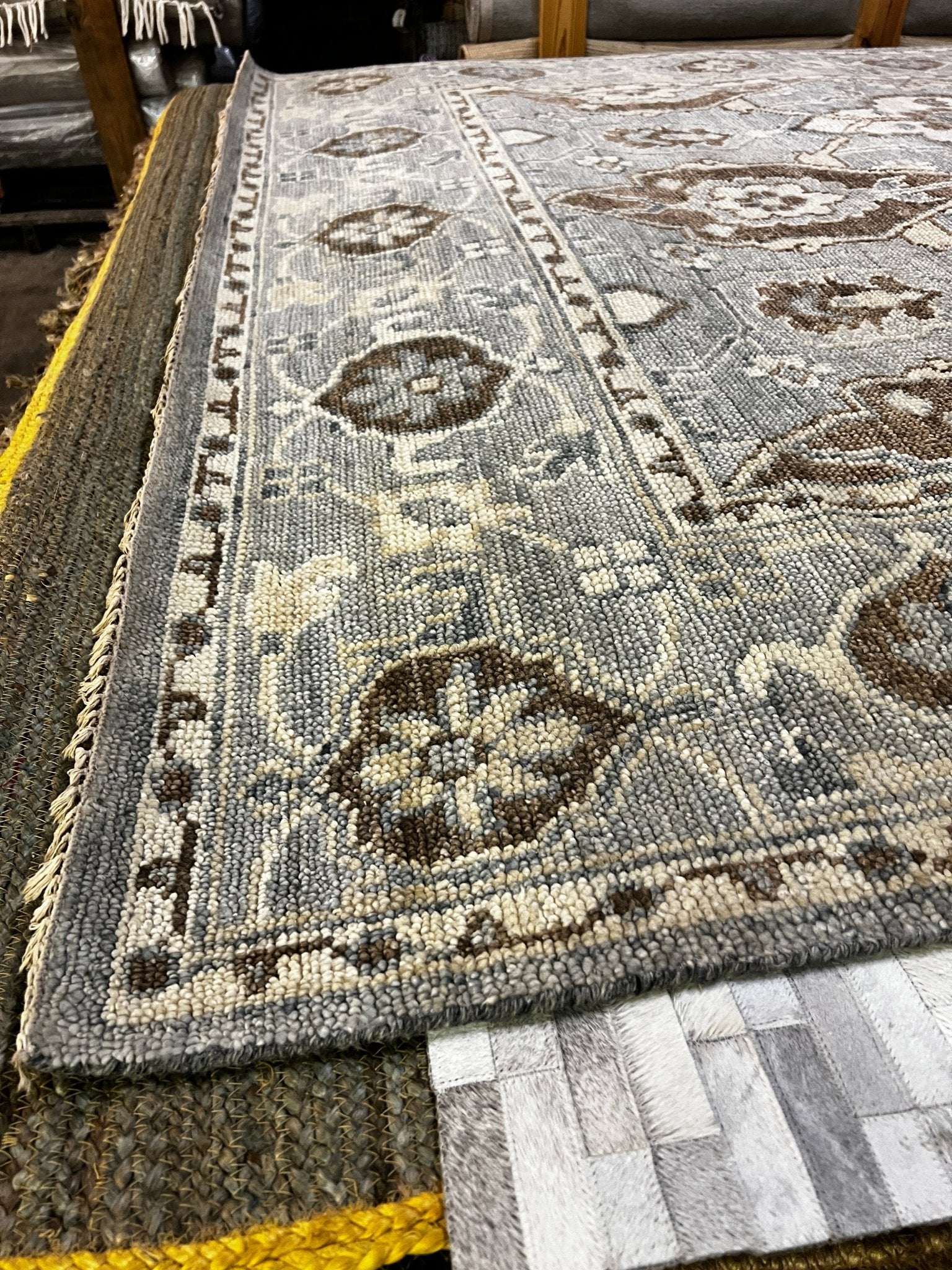 Sigrid Thornton 8X10 Hand-Knotted Oushak Rug Grey and Ivory | Banana Manor Rug Factory Outlet