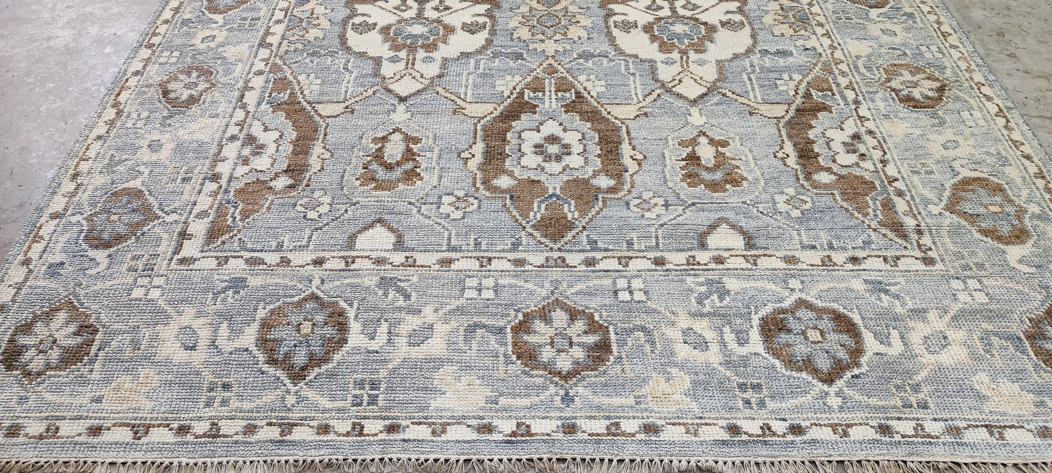 Sigrid Thornton Hand-Knotted Oushak Rug Grey and Ivory 8X10 | Banana Manor Rug Company