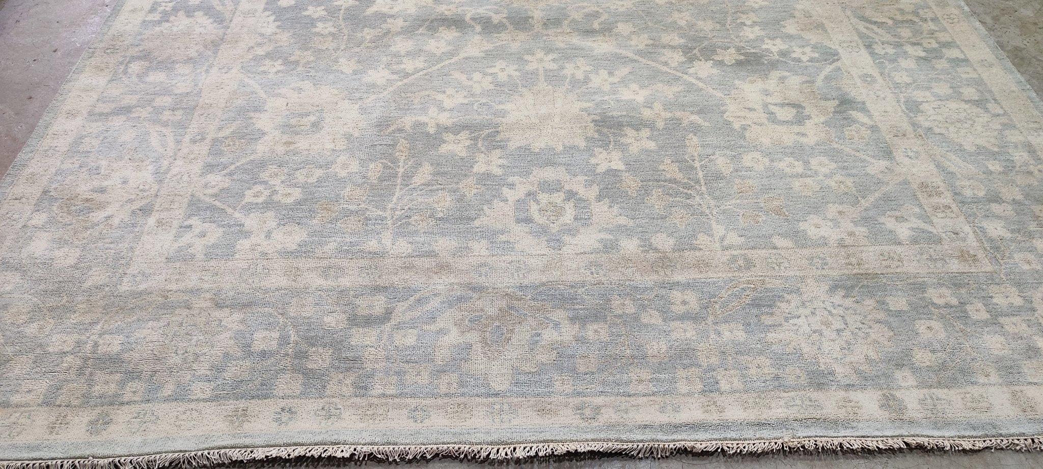 Silver Spice O'Hara Hand-Knotted Oushak Rug Aqua Silver O'Hara 9x12 | Banana Manor Rug Company