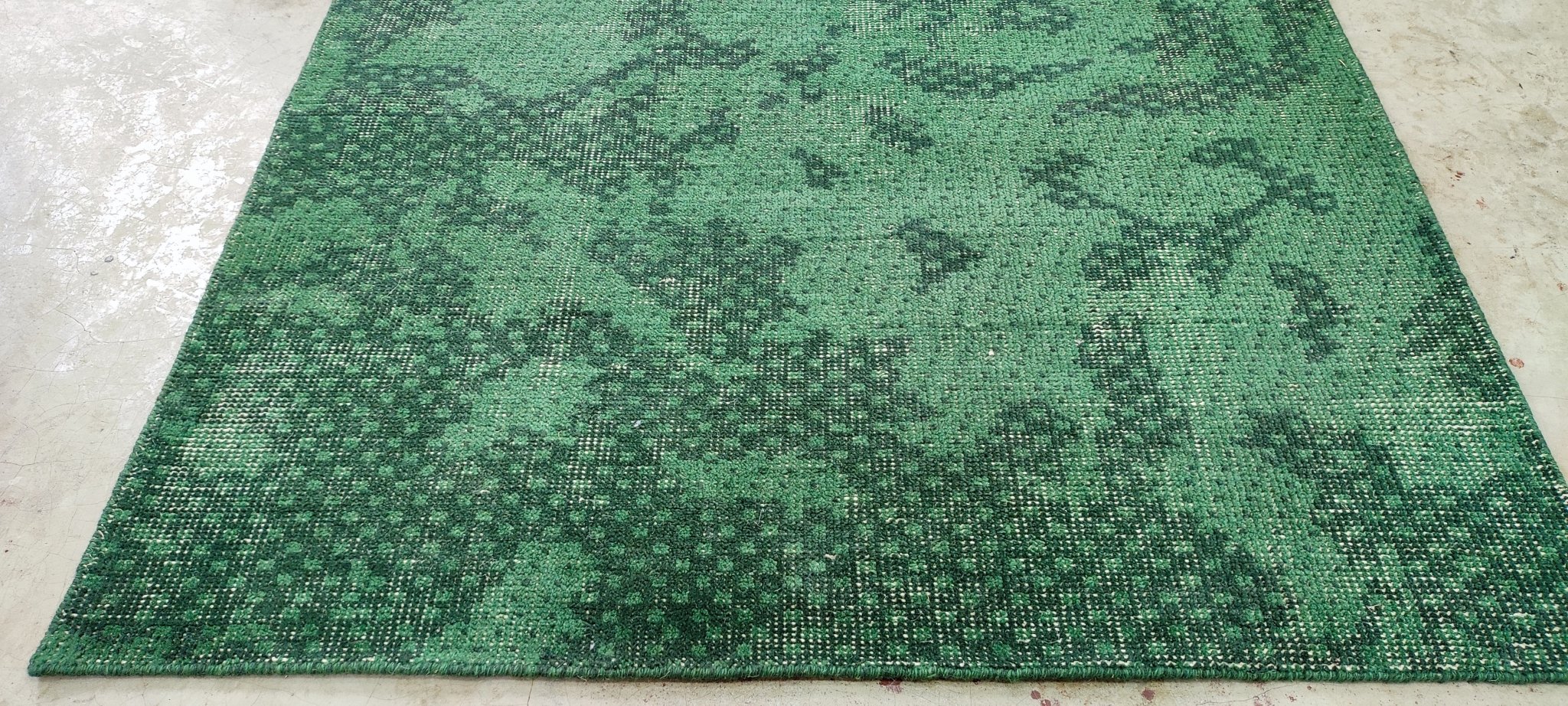 Simon Prast Hand-Knotted Modern Green Abstract 5x8 | Banana Manor Rug Company