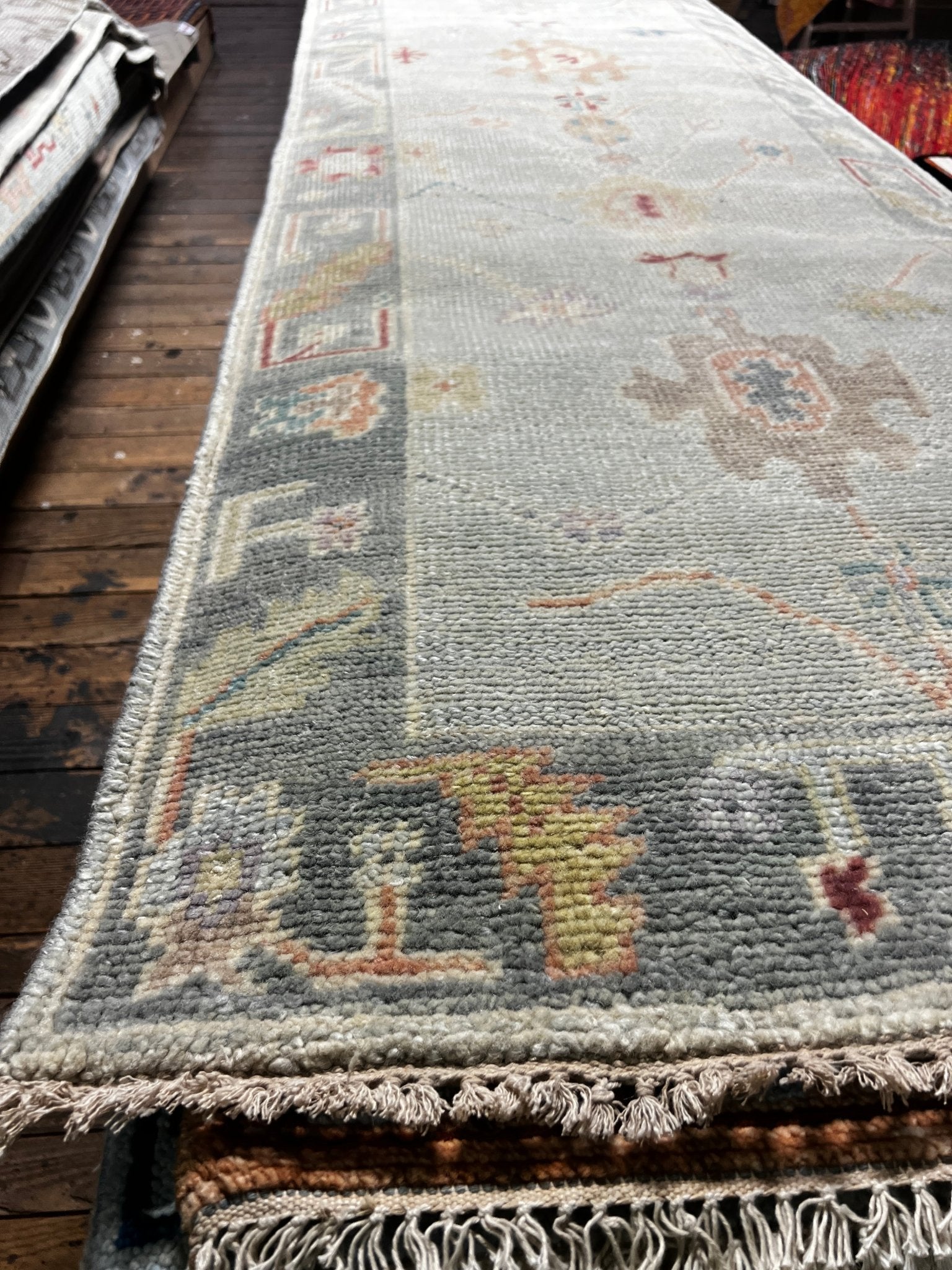 Sina 3x11.6 Light Grey & Grey Oushak | Banana Manor Rug Factory Outlet