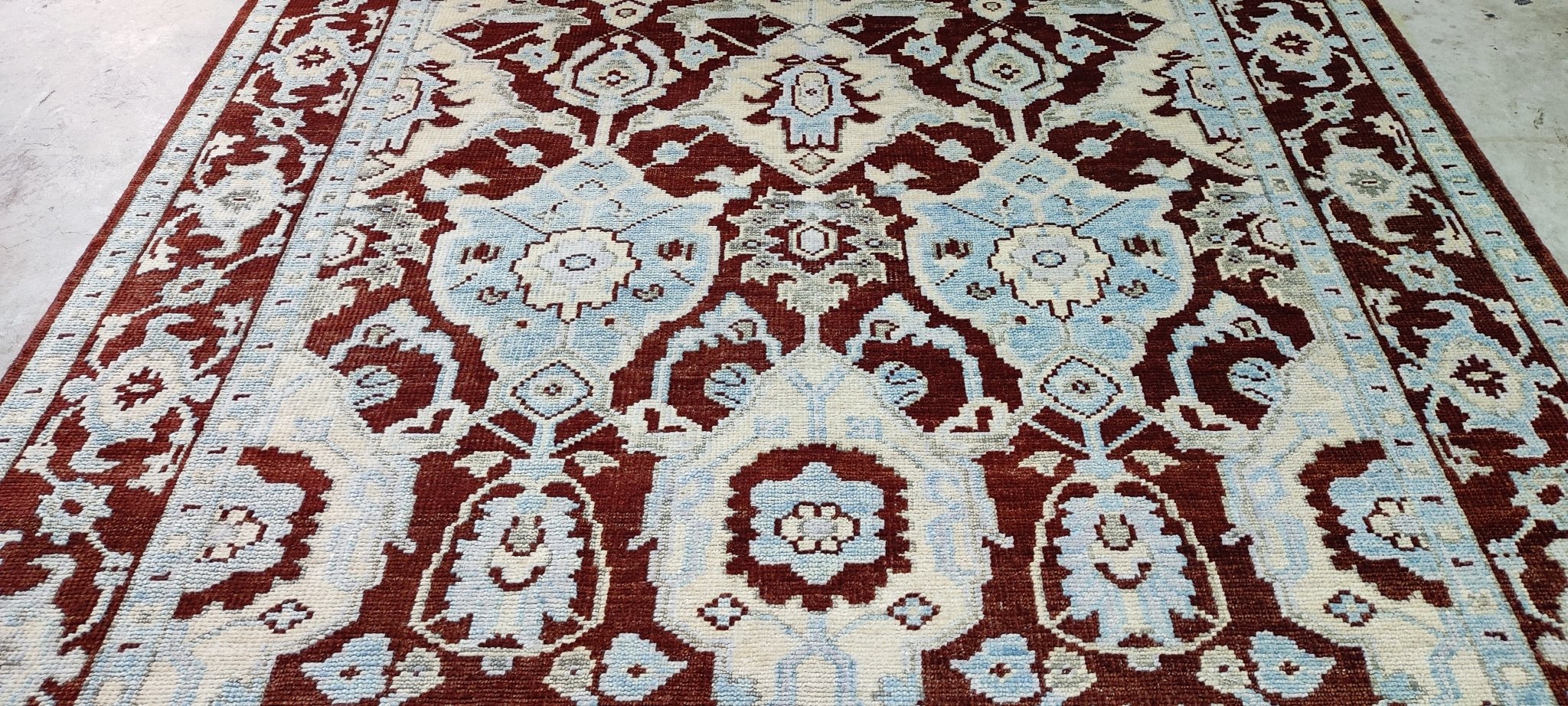 Sister Parish Red Hand-Knotted Oushak Rug 8x10 | Banana Manor Rug Company