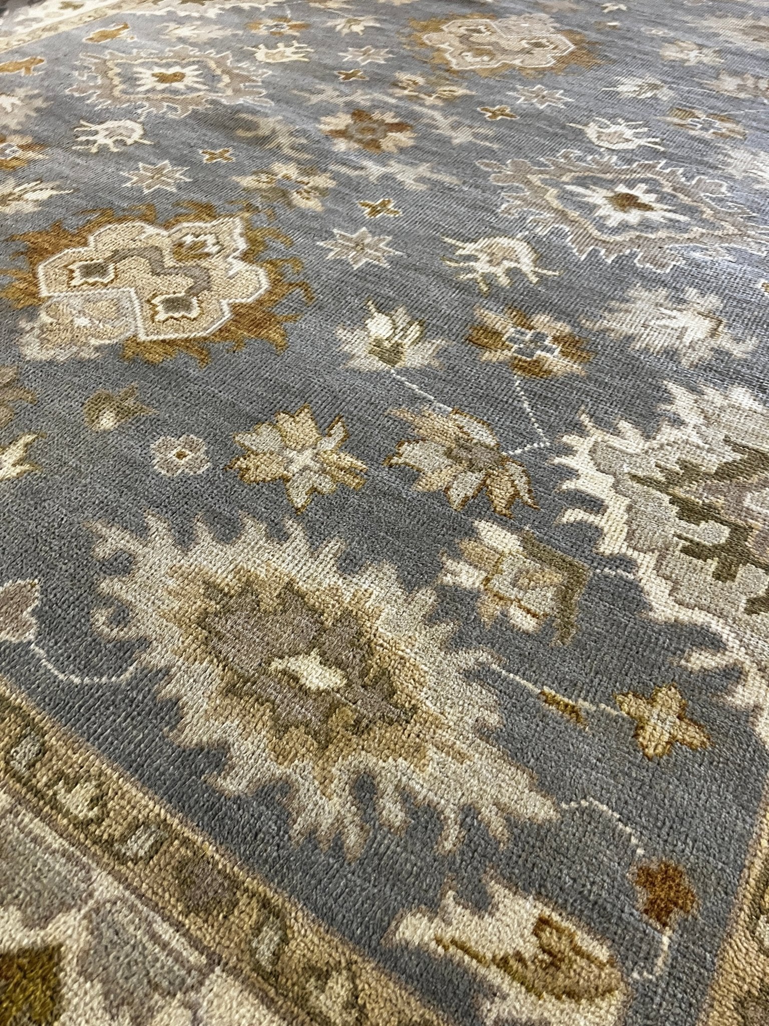 Sophia 8.3x9.9 Blue and Ivory Hand-Knotted Oushak Rug | Banana Manor Rug Company