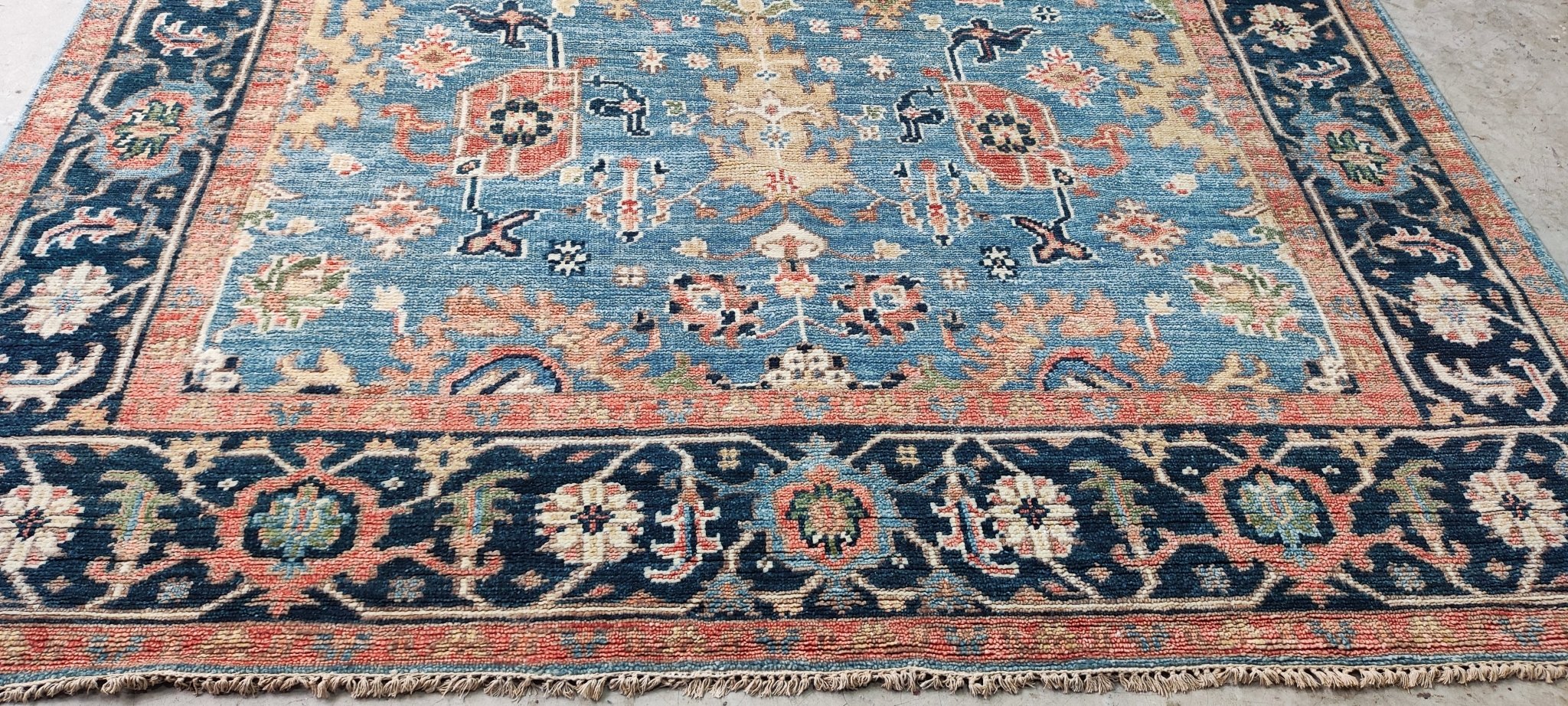 St. Vincent 8.6x12.6 Hand Knotted Medium Blue & Blue Oushak | Banana Manor Rug Factory Outlet