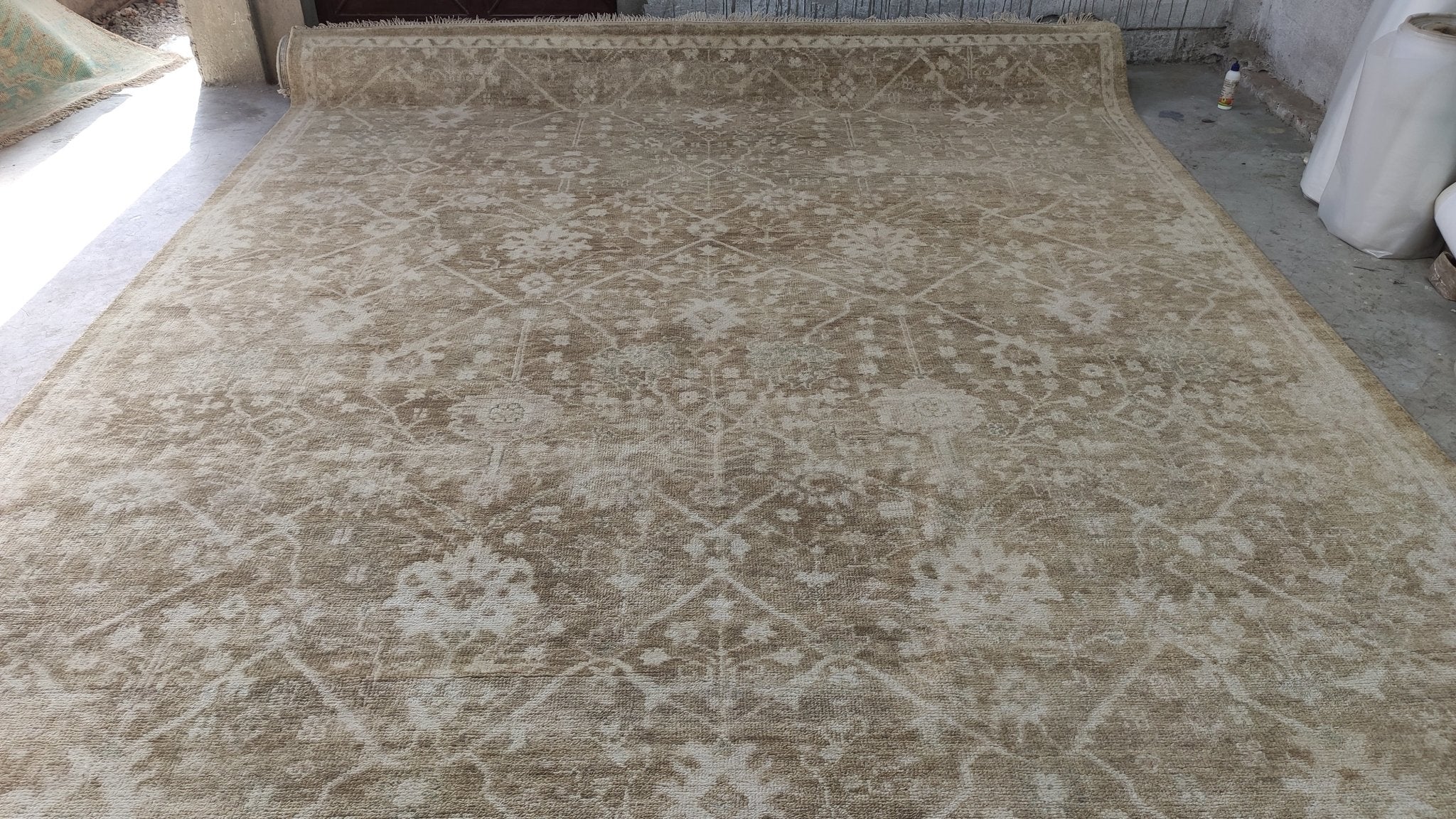 Stacy Sinclair 10x14 Gold and BeigeHand-Knotted Oushak Rug | Banana Manor Rug Company