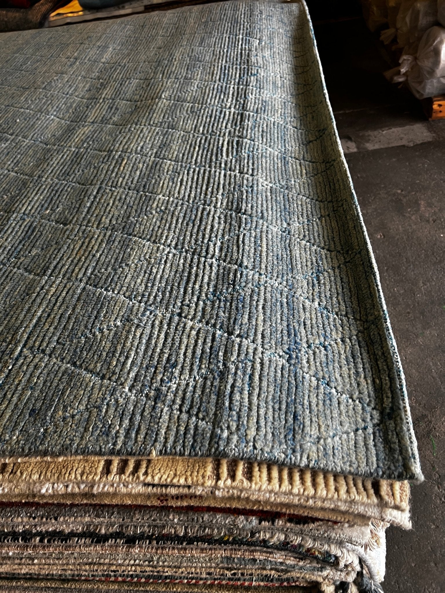 Stefano 8x10 Hand-Knotted Light Blue Cut Pile | Banana Manor Rug Factory Outlet