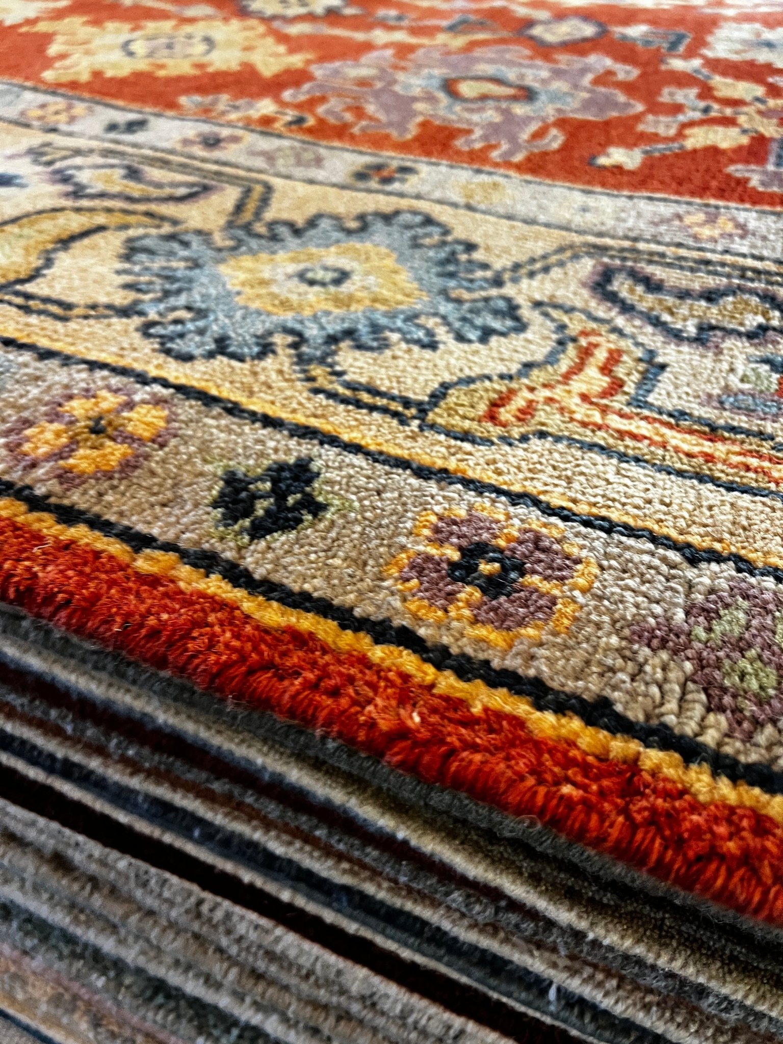 Stephanie Johnson 8x10 Hand-Knotted Rust & Gold Oushak | Banana Manor Rug Factory Outlet
