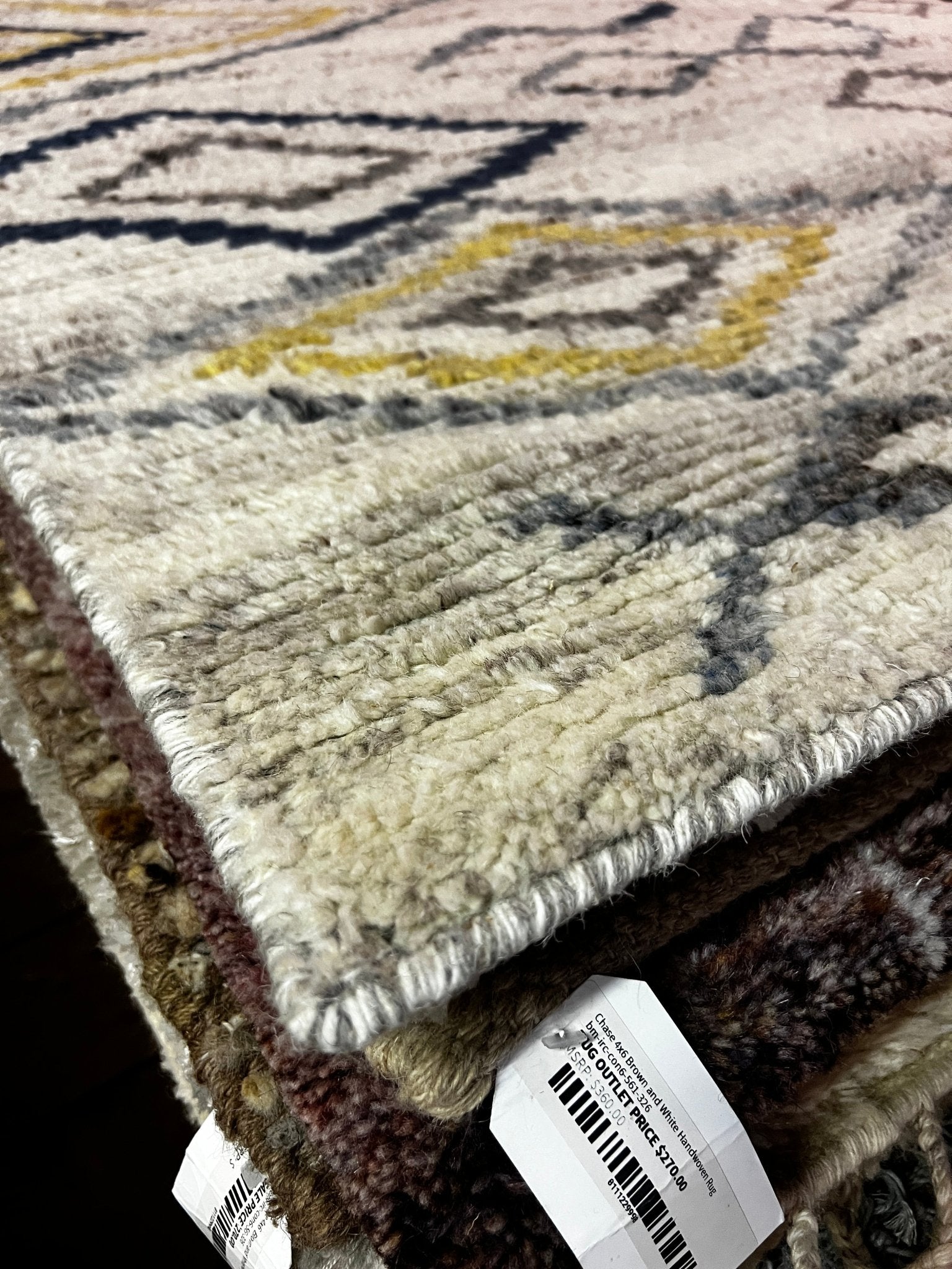 Stryker 4.3x6.3 Hand-Knotted Ivory Natural Modern | Banana Manor Rug Factory Outlet