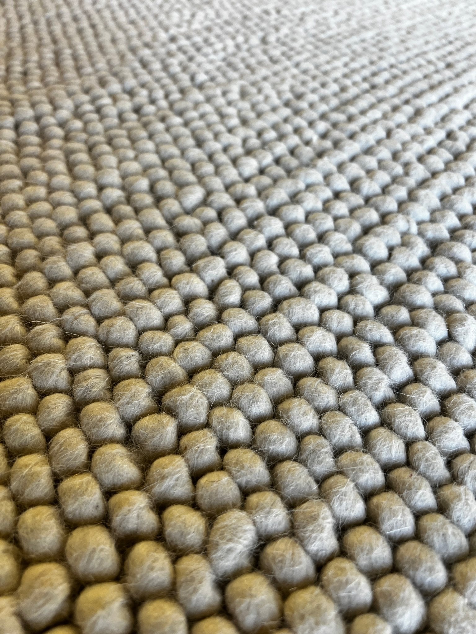 Susanna Thunder 10x13.6 Handwoven Wool Durrie Natural Ivory Loop Ball | Banana Manor Rug Factory Outlet