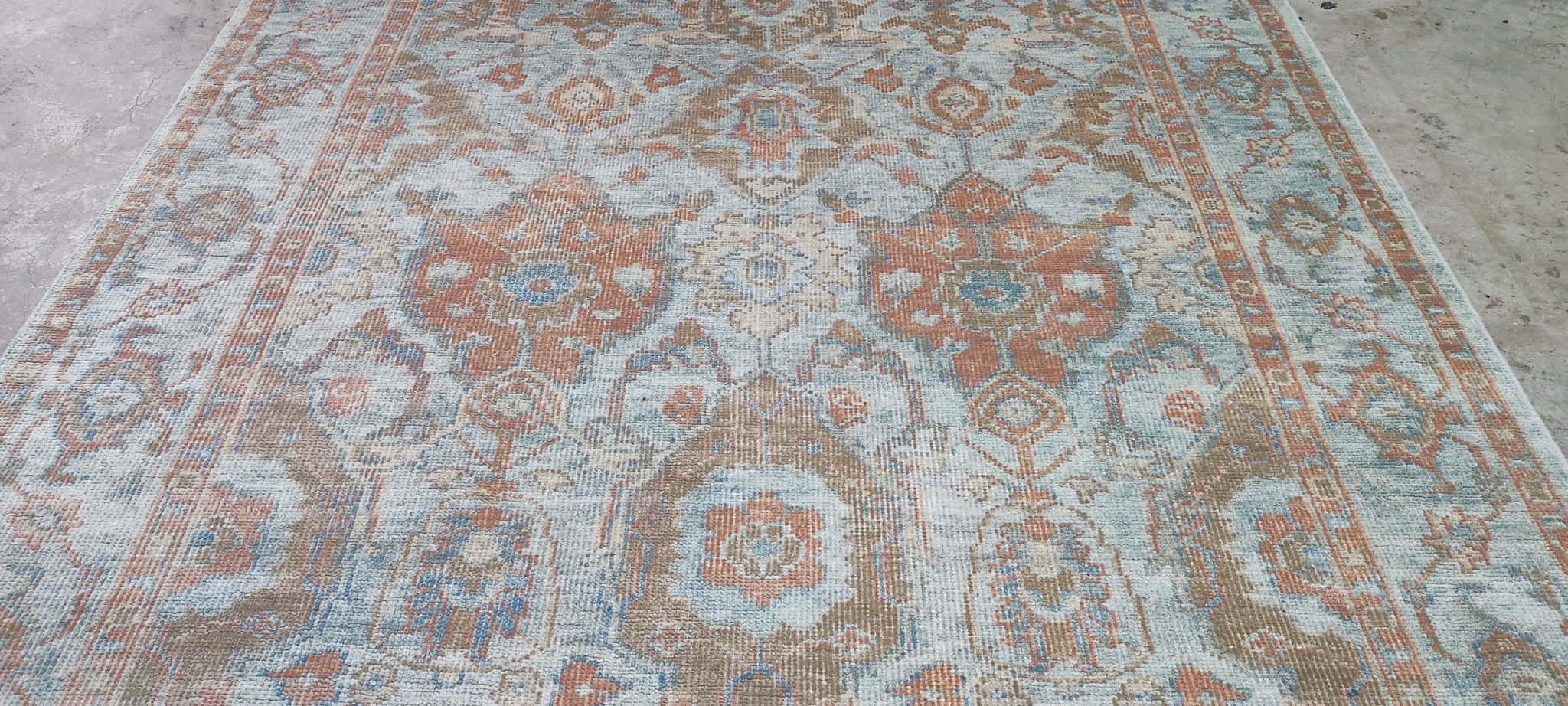 Sussanne Khan Light Blue Hand-Knotted Oushak Rug 8x10 | Banana Manor Rug Company