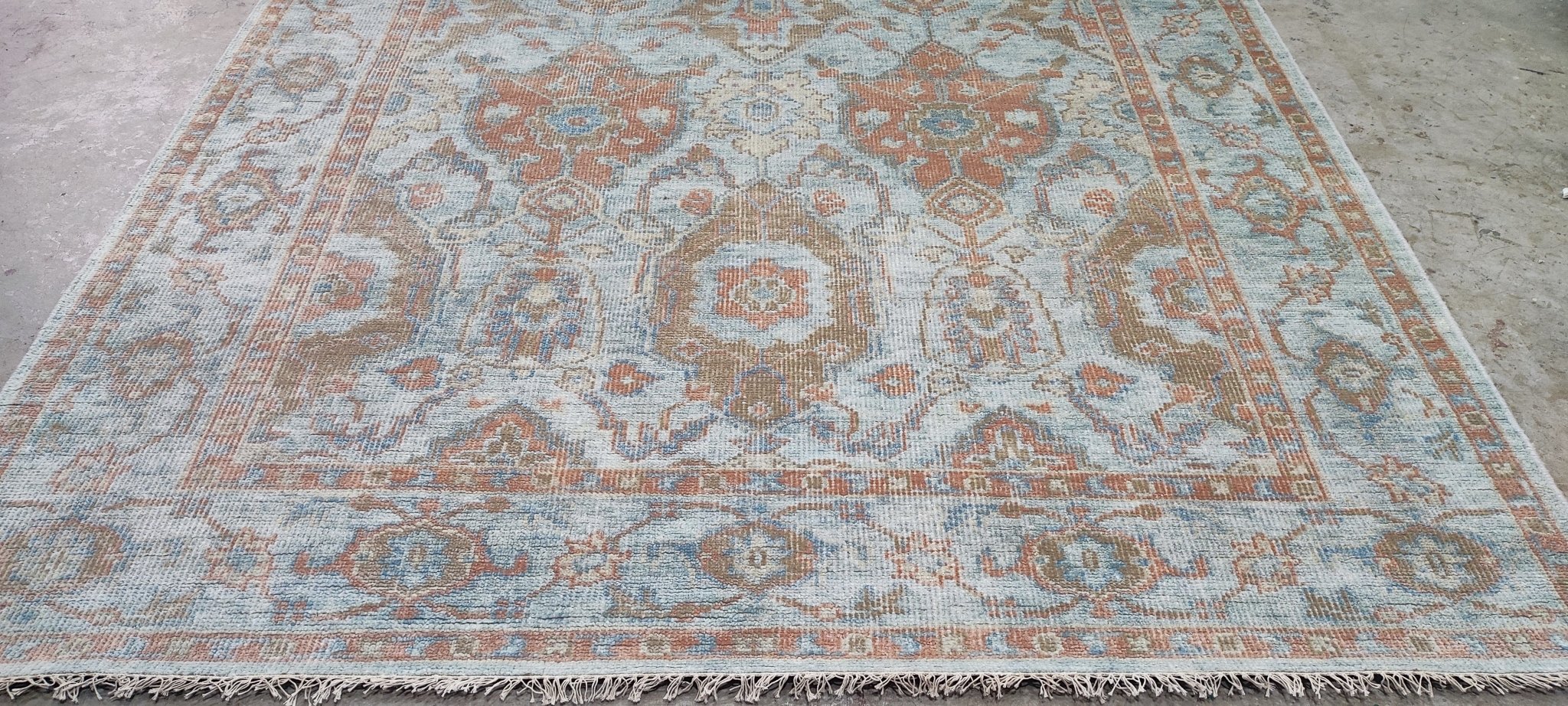 Sussanne Khan Light Blue Hand-Knotted Oushak Rug 8x10 | Banana Manor Rug Company