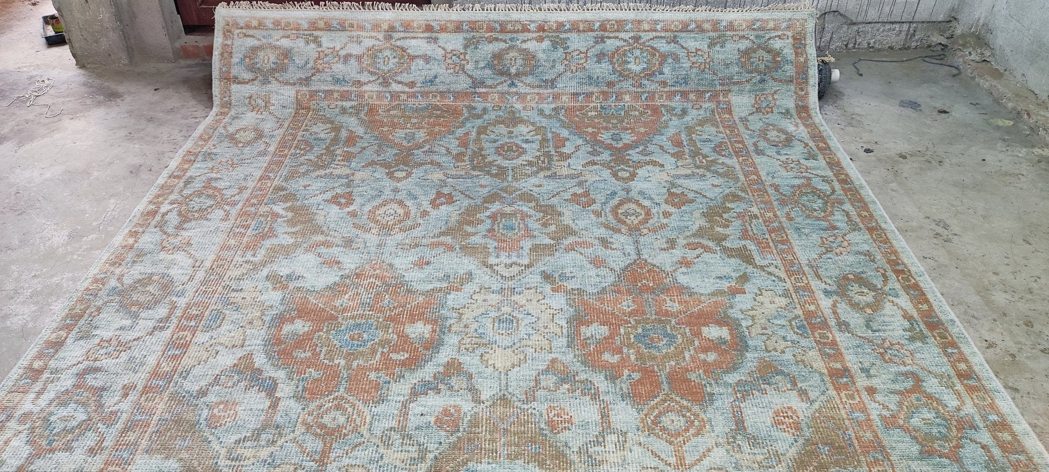 Sussanne Khan Light Blue Hand-Knotted Oushak Rug 8x10 | Banana Manor Rug Company