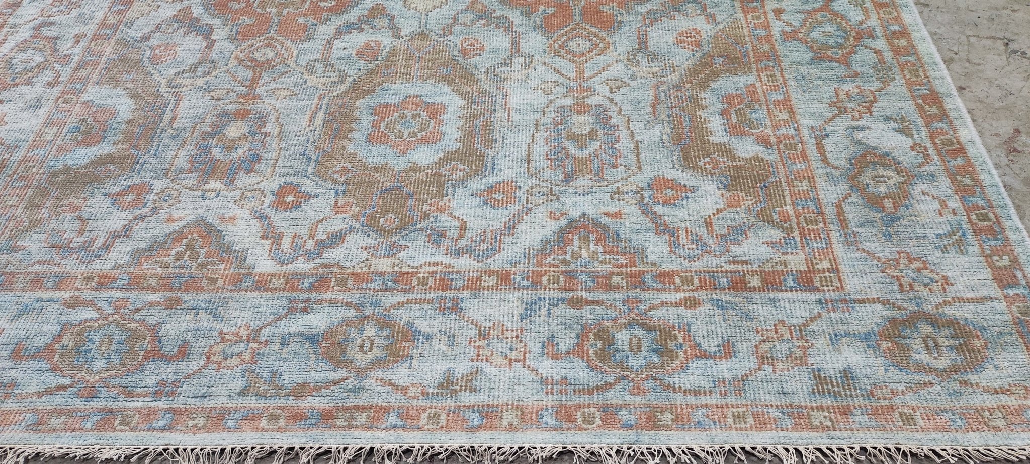 Sussanne Khan Light Blue Hand-Knotted Oushak Rug 8x10 | Banana Manor Rug Company