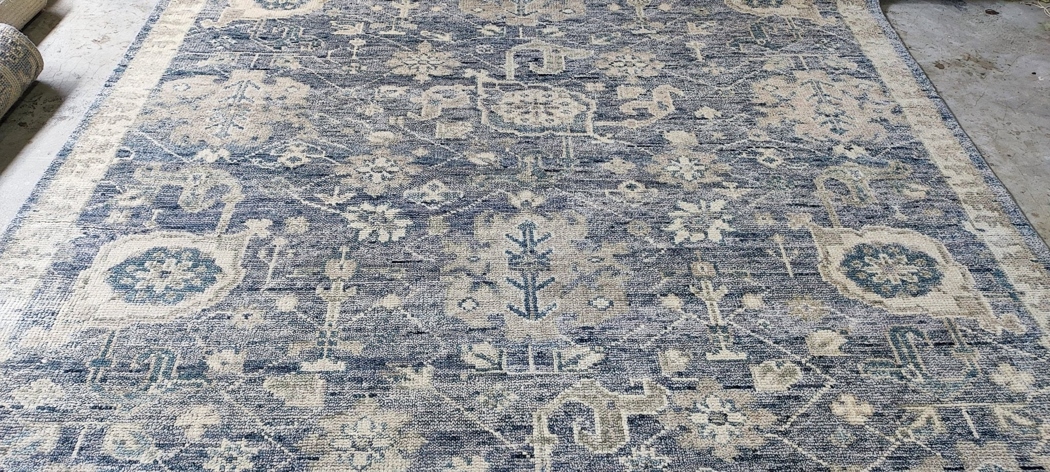 Sybil 8x10 Hand-Knotted Grey & Blue Oushak | Banana Manor Rug Factory Outlet