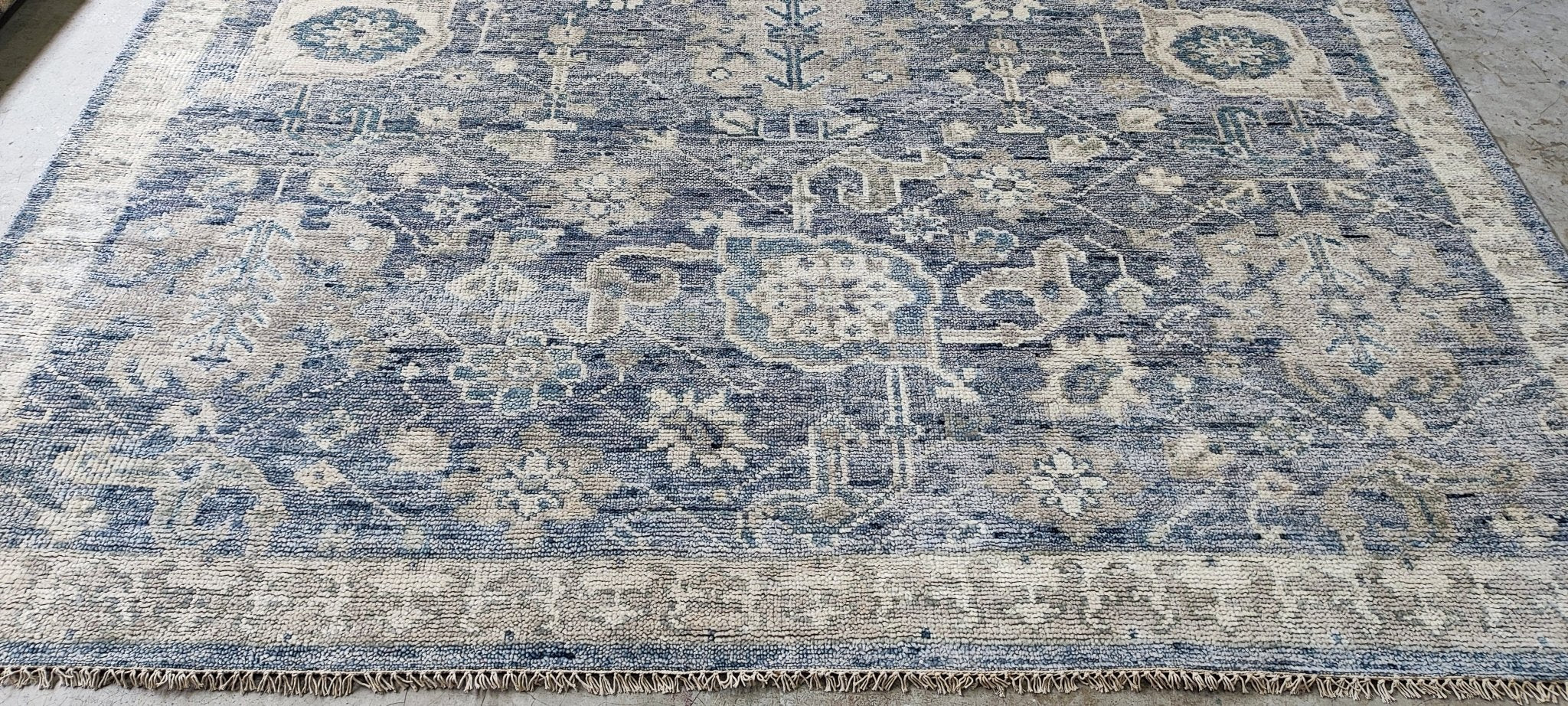 Sybil 8x10 Hand-Knotted Grey & Blue Oushak | Banana Manor Rug Factory Outlet