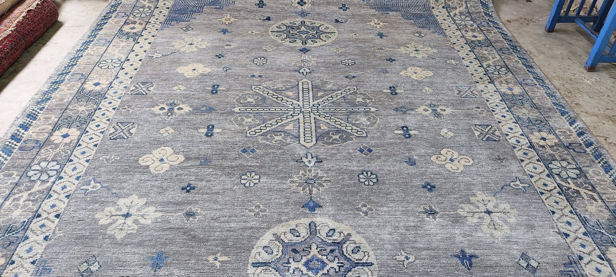 Sydne 9x12.6 Hand-Knotted Grey & Blue Oriental | Banana Manor Rug Factory Outlet