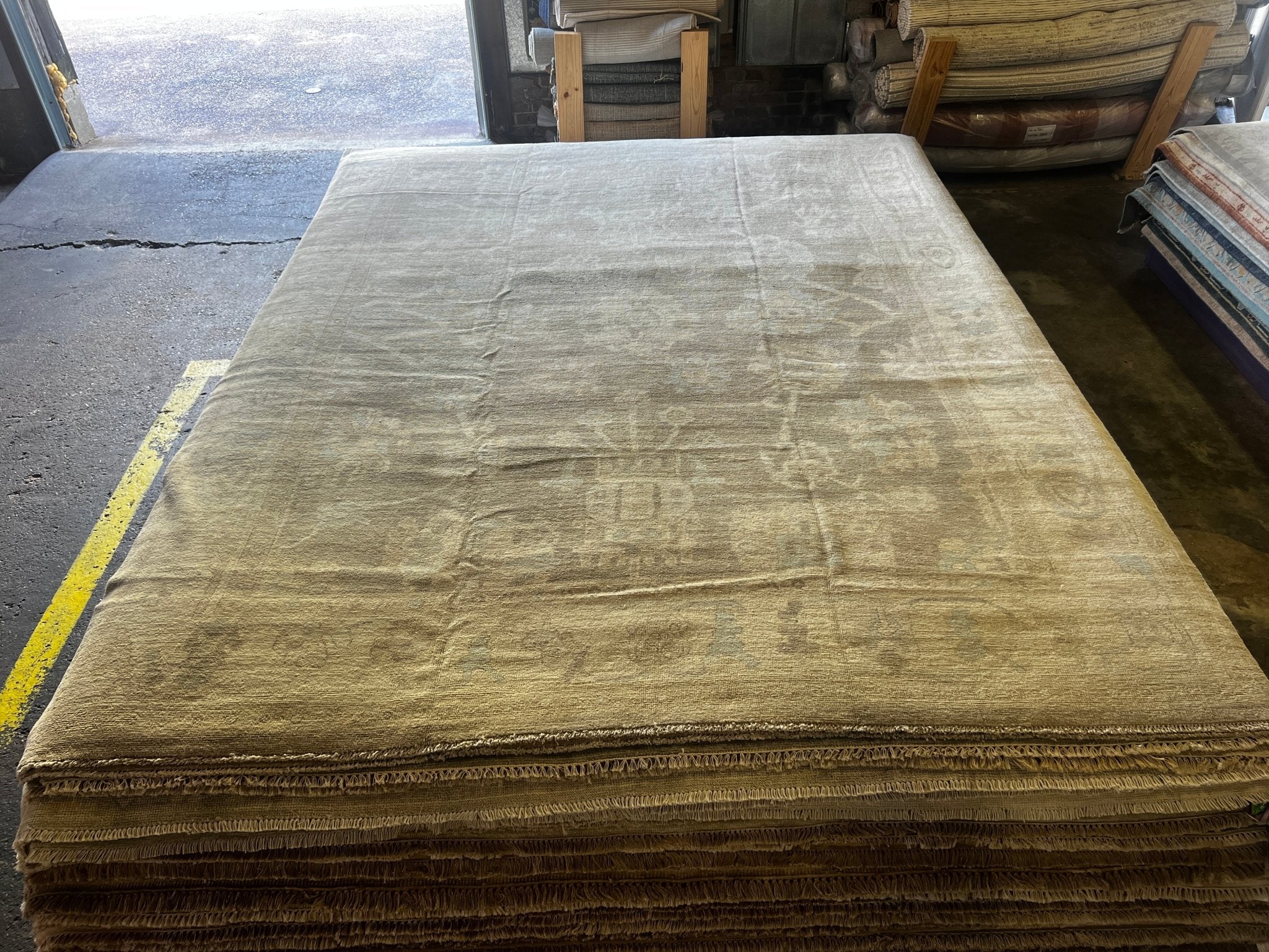 Taara 9.1x11.9 Tan and Beige Afghani Oushak | Banana Manor Rug Factory Outlet