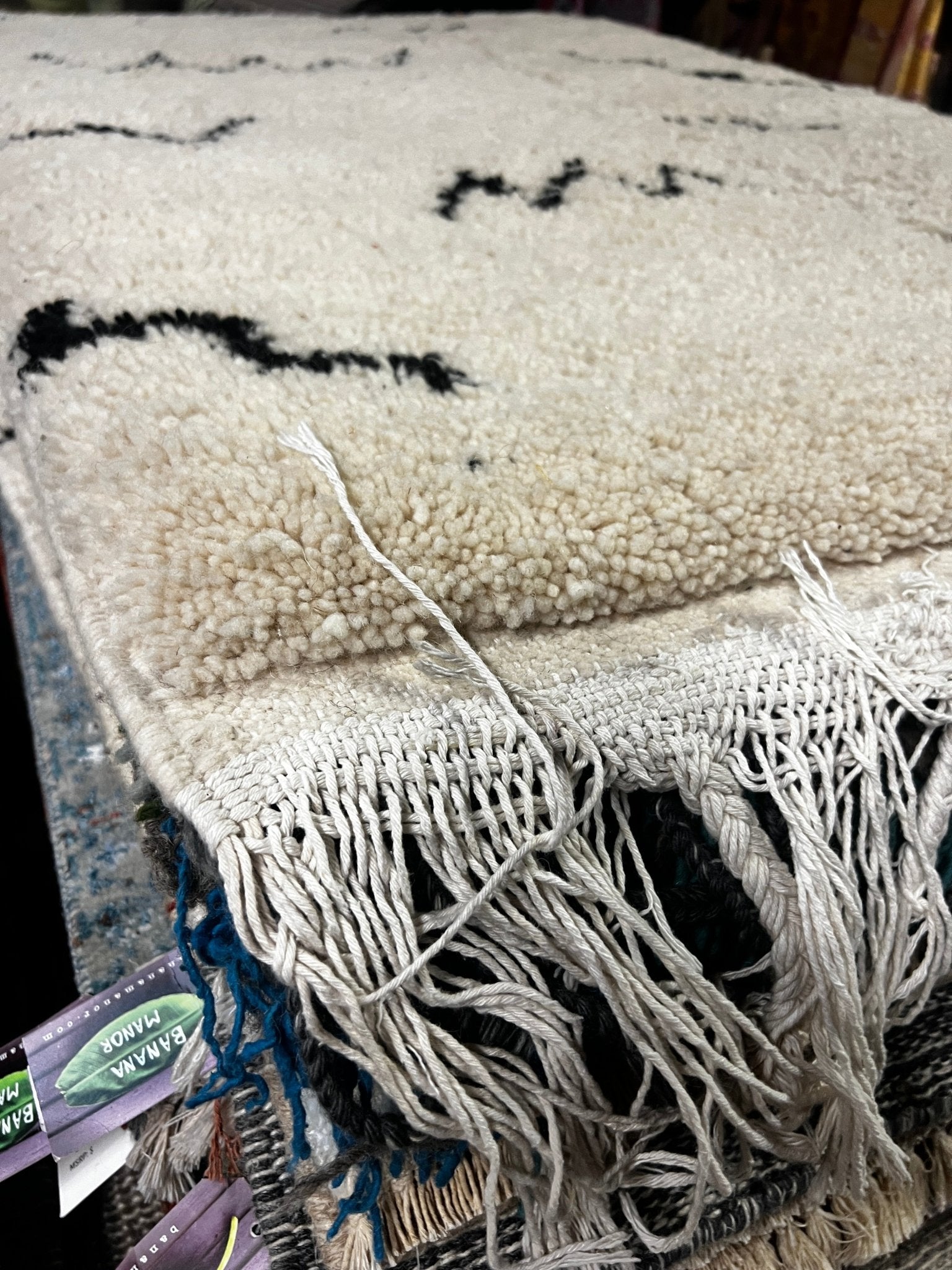 Tamarind 3.5x4.11 Black and White Handwoven Moroccan Rug | Banana Manor Rug Factory Outlet