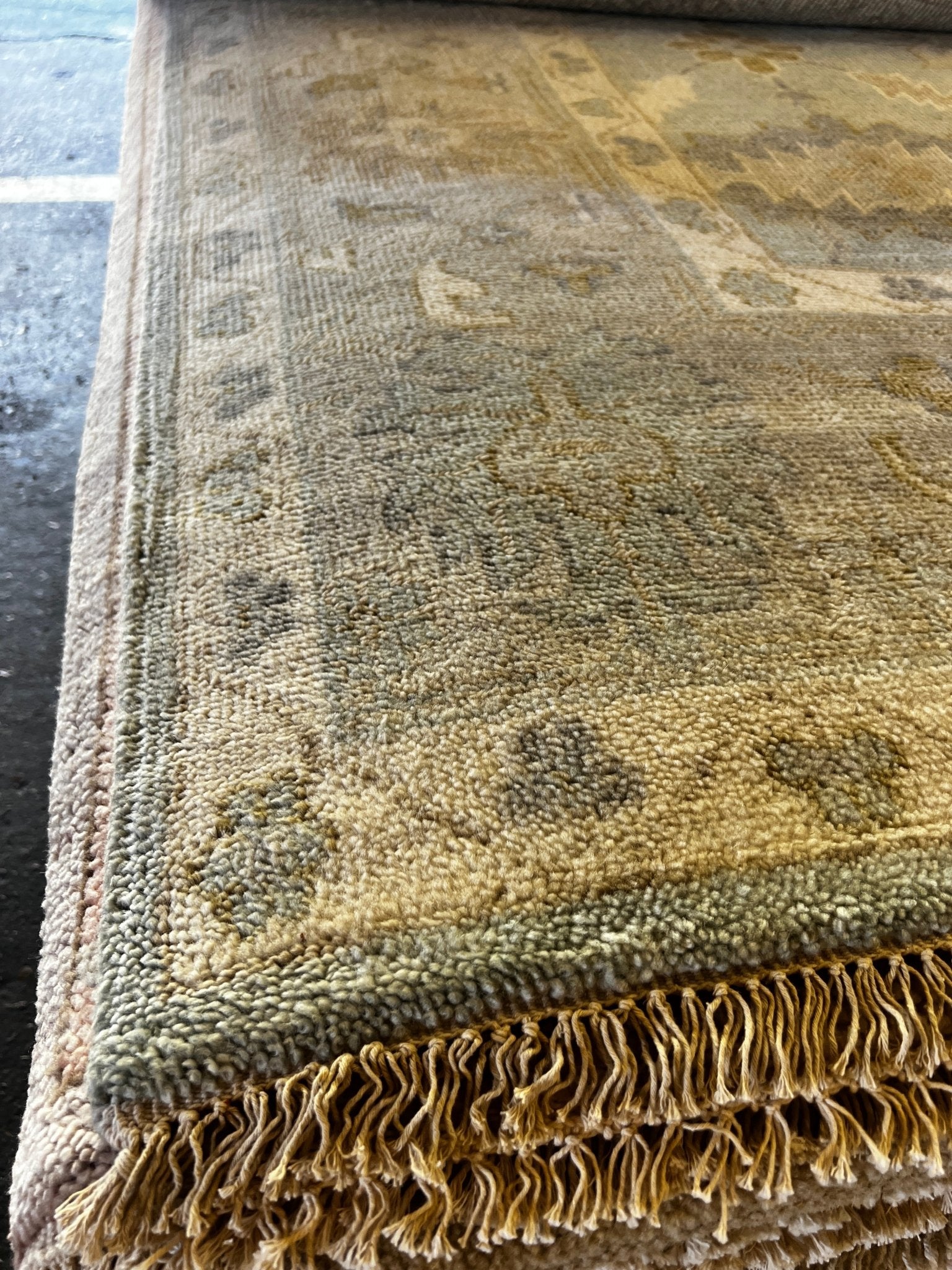 Tanya G-Wag 9x12 Hand-Knotted Light Green and Beige Oushak | Banana Manor Rug Factory Outlet