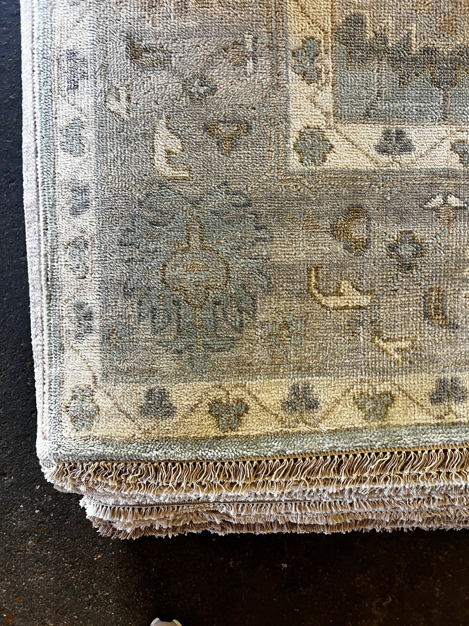 Tanya G-Wag 9x12 Hand-Knotted Light Green and Beige Oushak | Banana Manor Rug Factory Outlet