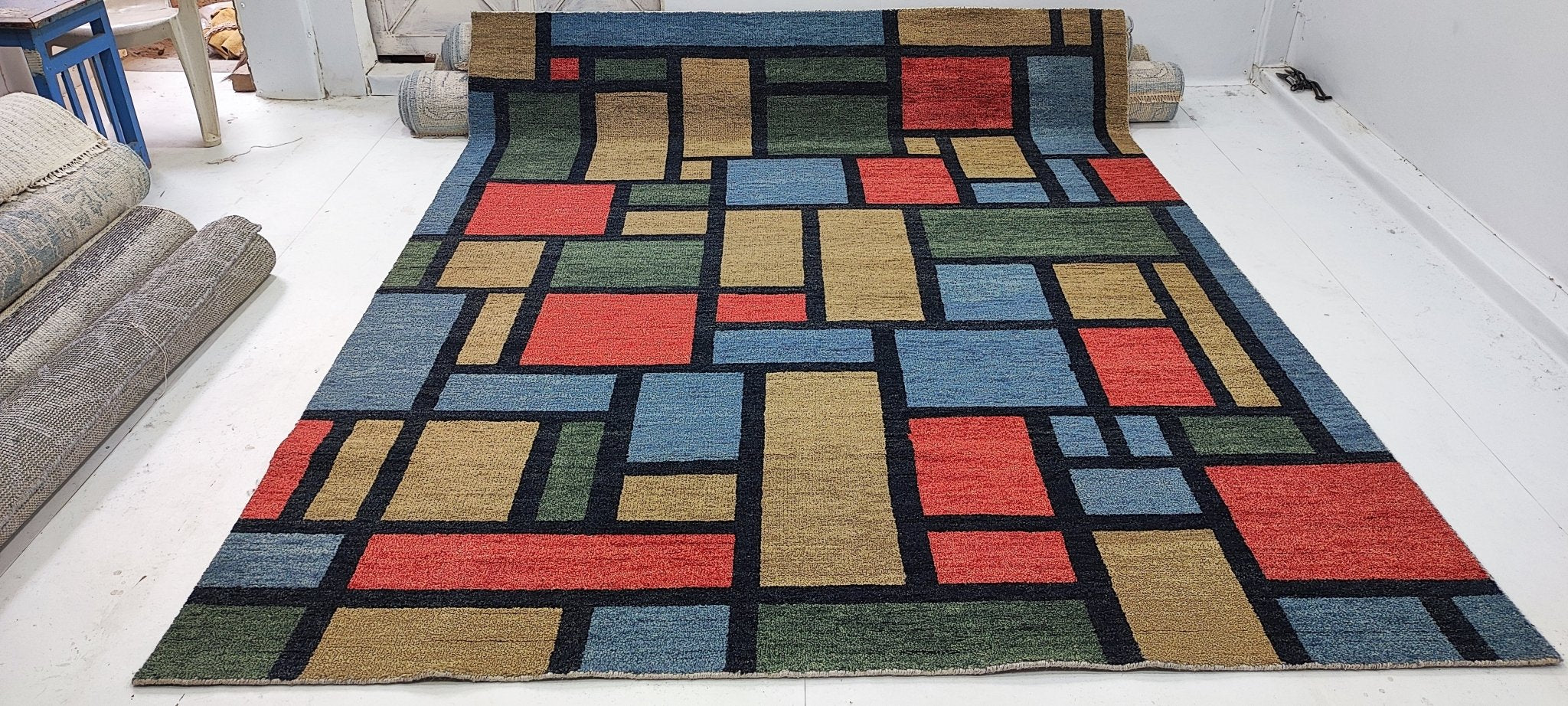 Targo 7.9x10 Hand-Knotted Beige & Rust Modern | Banana Manor Rug Factory Outlet
