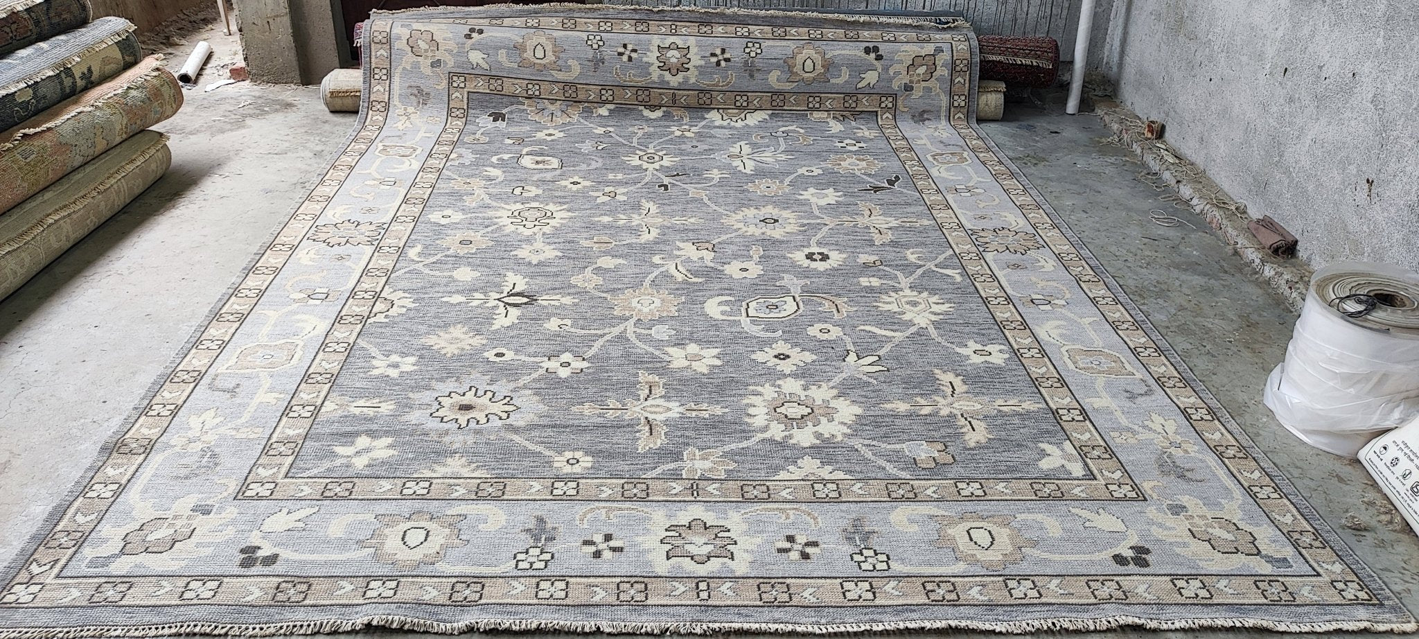 Tash 9x11.6 Hand Knotted Grey & Silver Turkish Oushak | Banana Manor Rug Factory Outlet