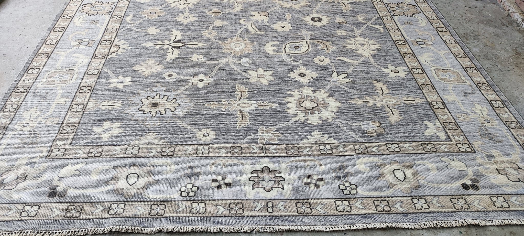 Tash 9x11.6 Hand Knotted Grey & Silver Turkish Oushak | Banana Manor Rug Factory Outlet